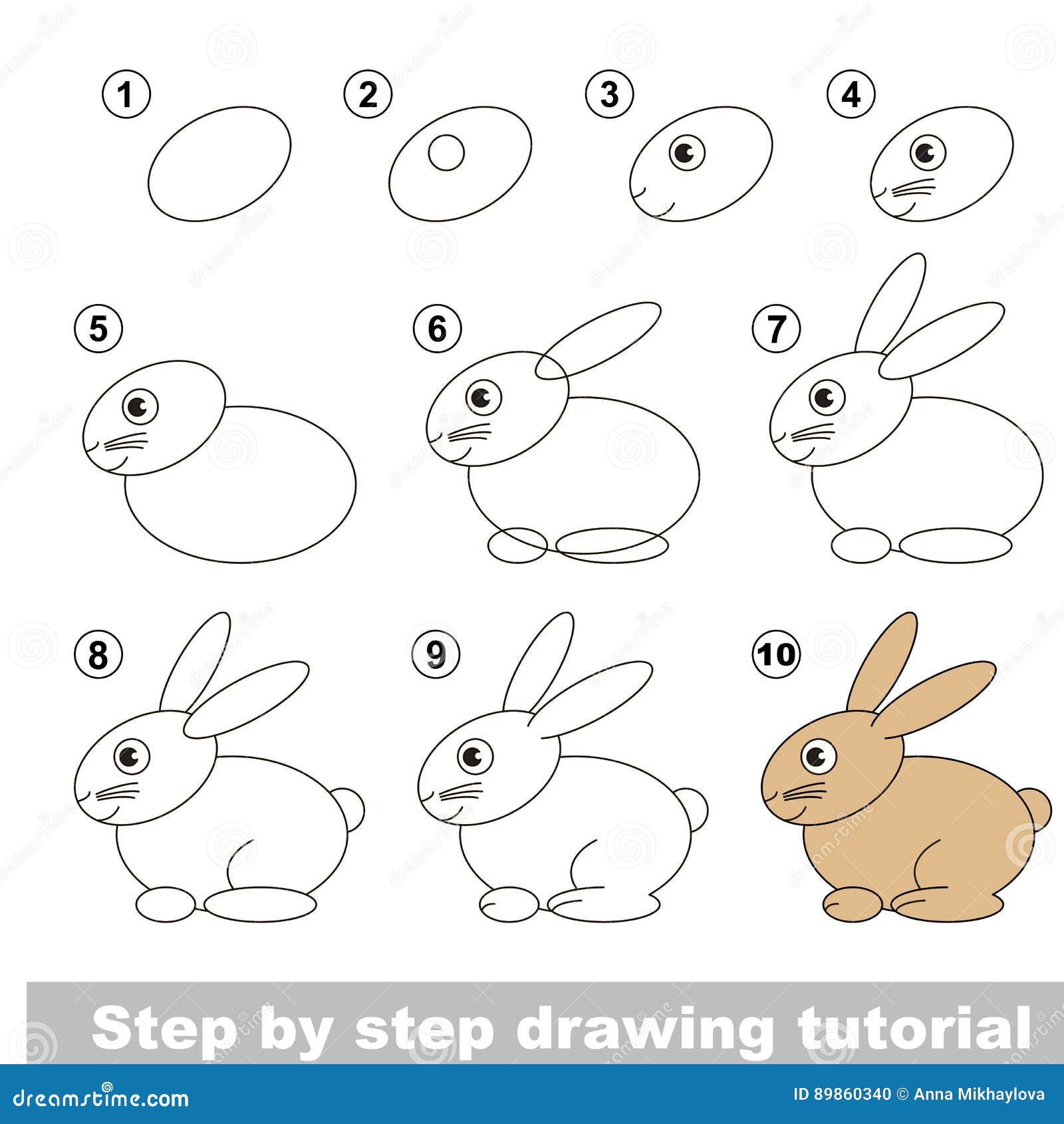 Tutorial Del Dibujo Liebres Ilustración del Vector - Ilustración de  divertido, conejo: 89860340
