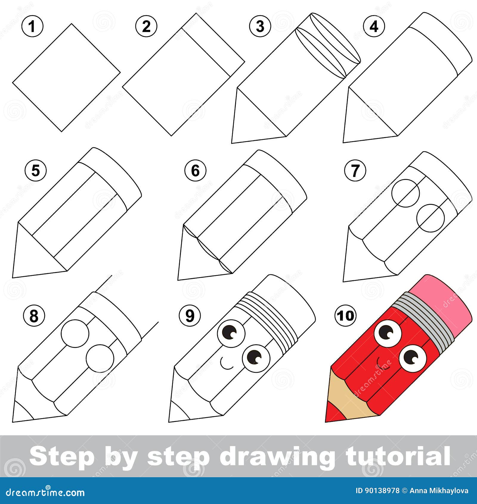 Tutorial Del Dibujo Para Los Niños Preescolares Ilustración del Vector -  Ilustración de juego, sonrisa: 90138978