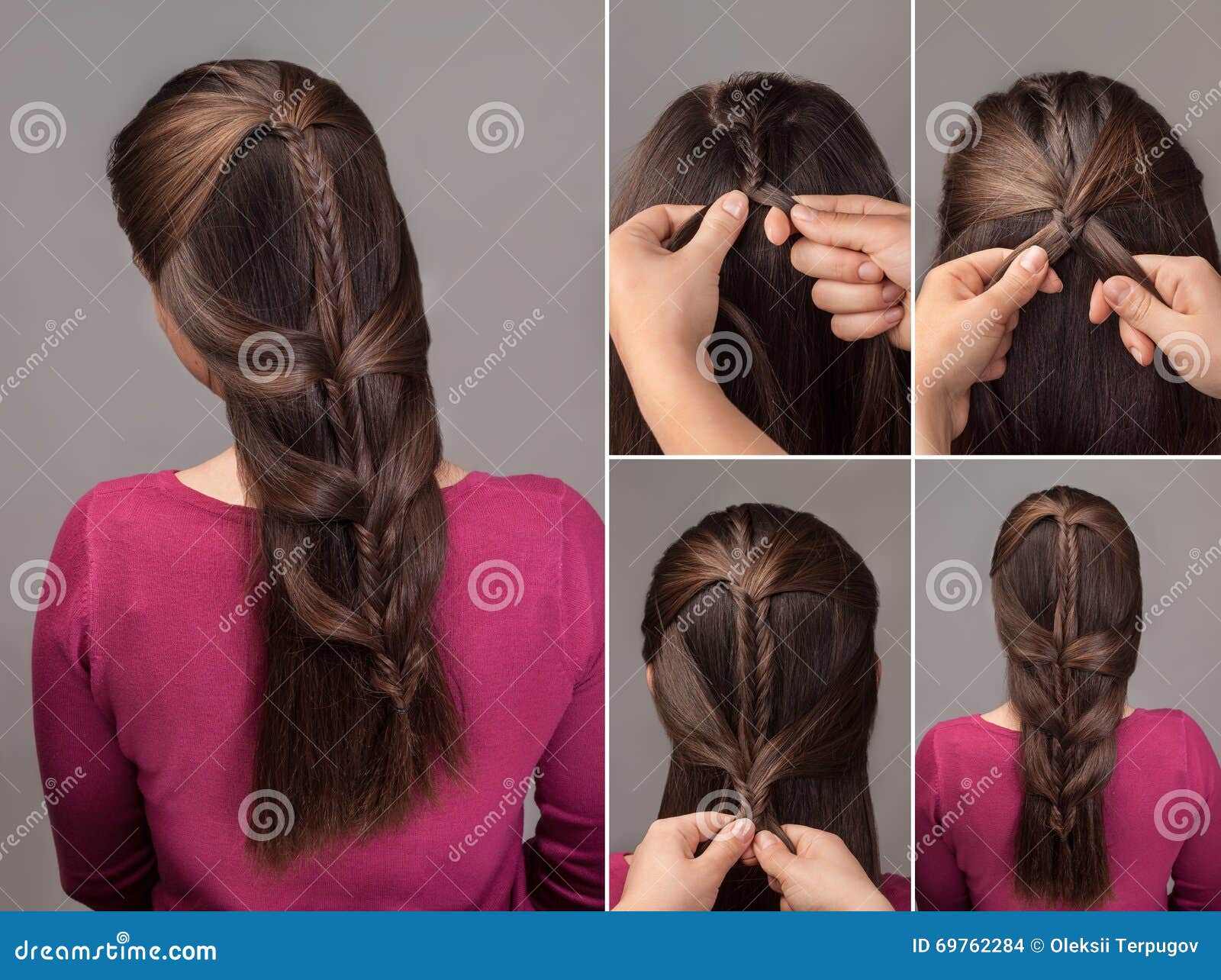 Tutorial Del Peinado De La Trenza Foto de archivo - Imagen de media,  estilismo: 69762284