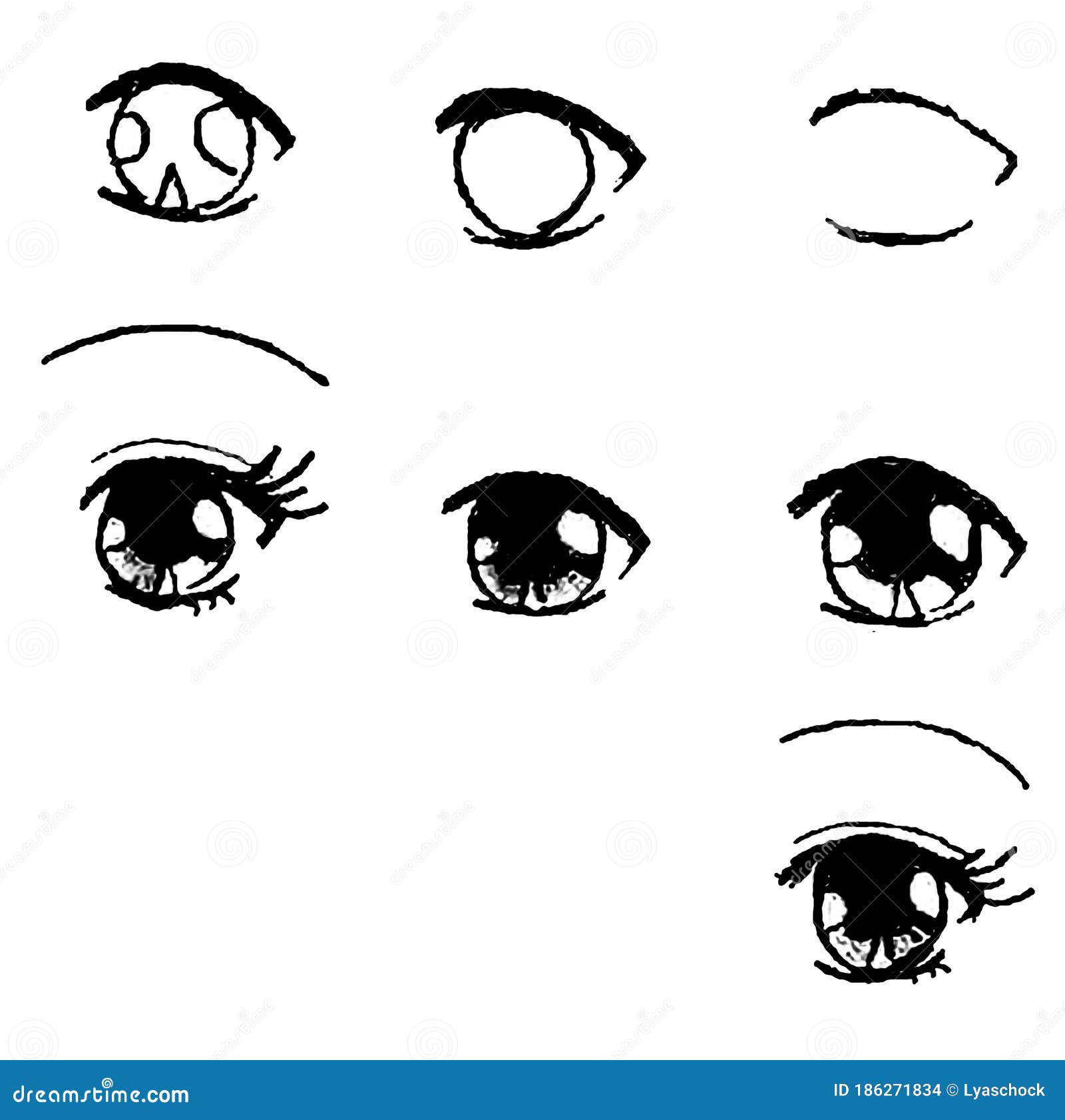 Tutorial of Drawing Human Eye. Eye in Anime Style. Female