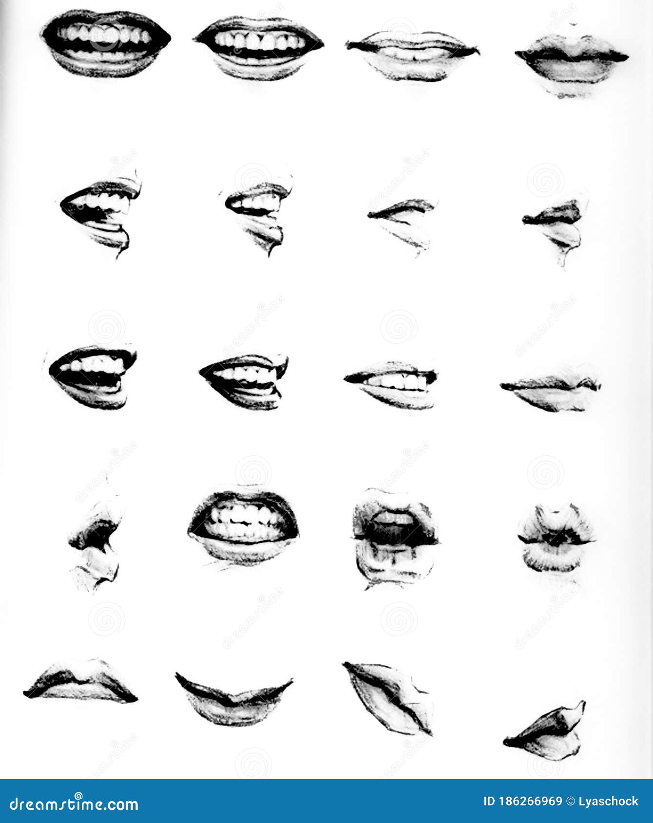 Tutorial Lesson Drawing Human Mouth and Lips. Drawing Smiles and Lips