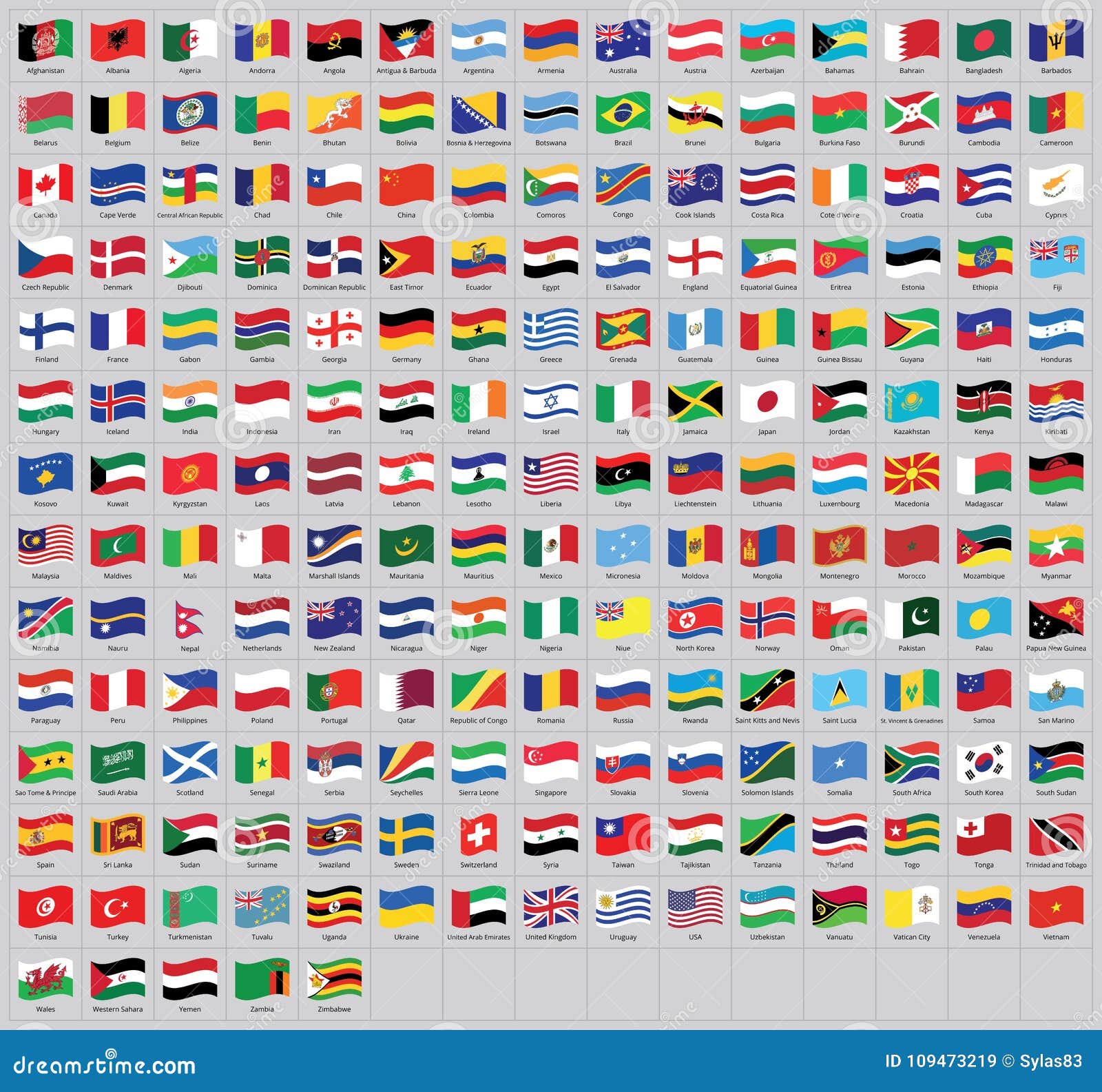 Tutte Le Bandiere D Ondeggiamento Con I Nomi Bandiera Del Mondo Nazionale Di Vettore Di Alta Qualita Isolata Su Fondo Grigio Illustrazione Vettoriale Illustrazione Di Europa Linguaggio 109473219