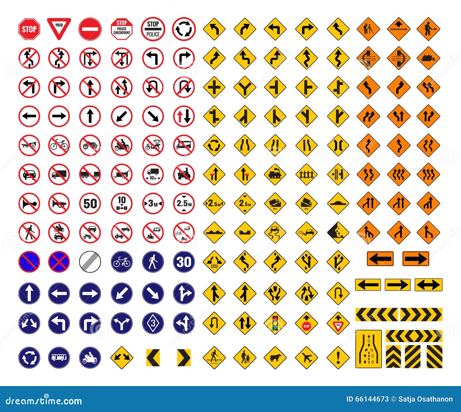 Tutti i segnali stradali illustrazione vettoriale. Illustrazione di  sicurezza - 66144673