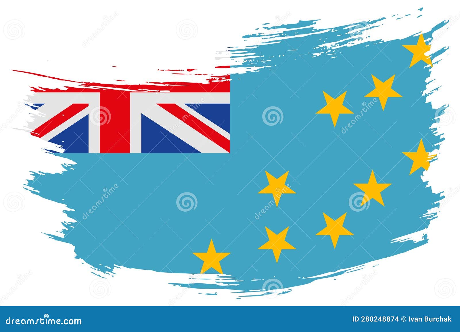 tuvalu brush stroke flag  background. hand drawn grunge style ellice islands  banner