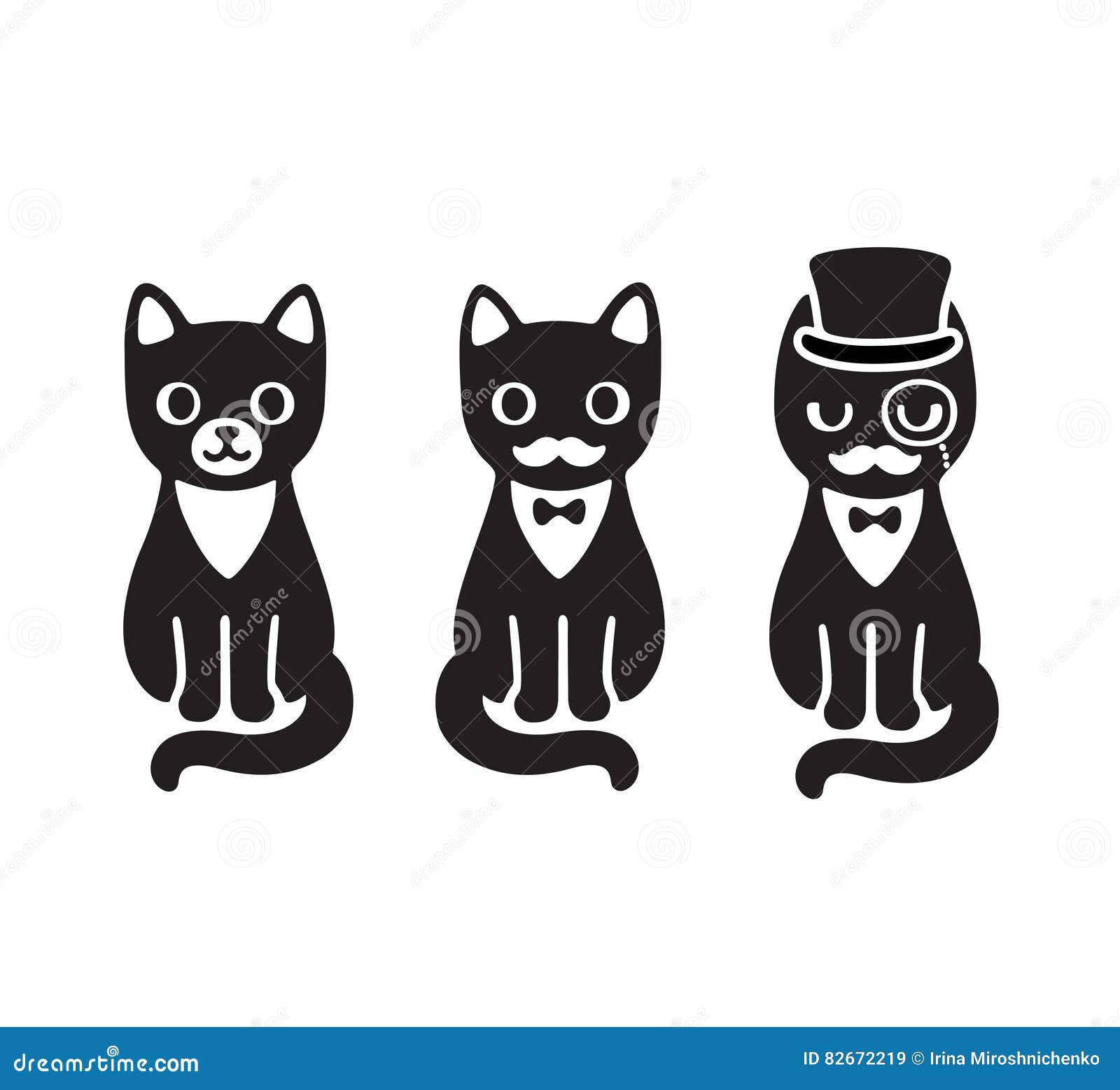 Elegant Cat In Top Hat And Bow Tie Cartoon Vector | CartoonDealer.com