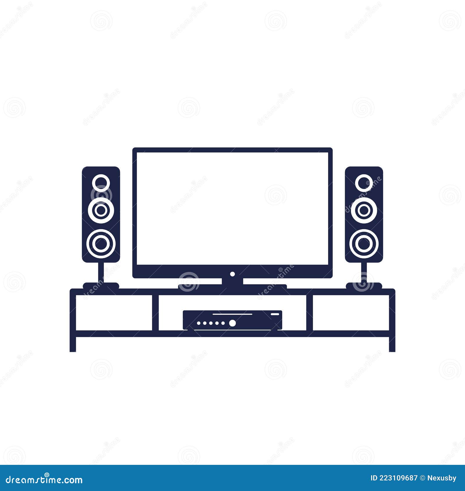 Tv and Audio System on the Stand, Vector Design Stock Vector