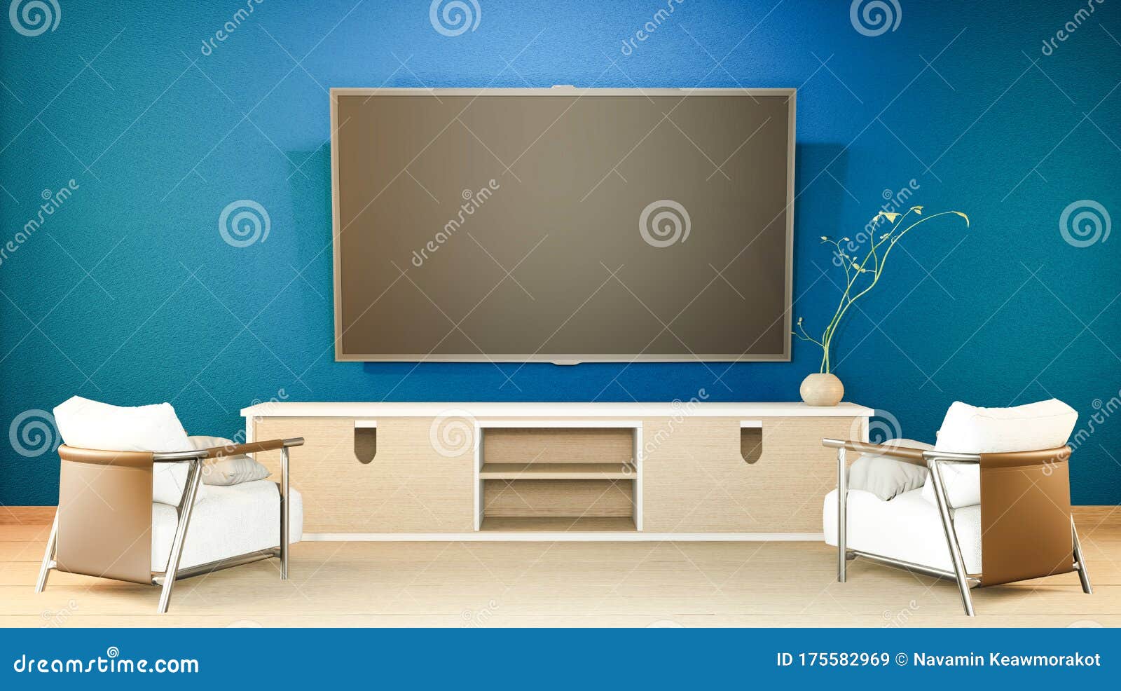 Room TV Cabinet and Display Japanese Interior of Dark Blue Living Room and  the Black Background for Editing. 3d Rendering Stock Illustration -  Illustration of blank, guitar: 175582969