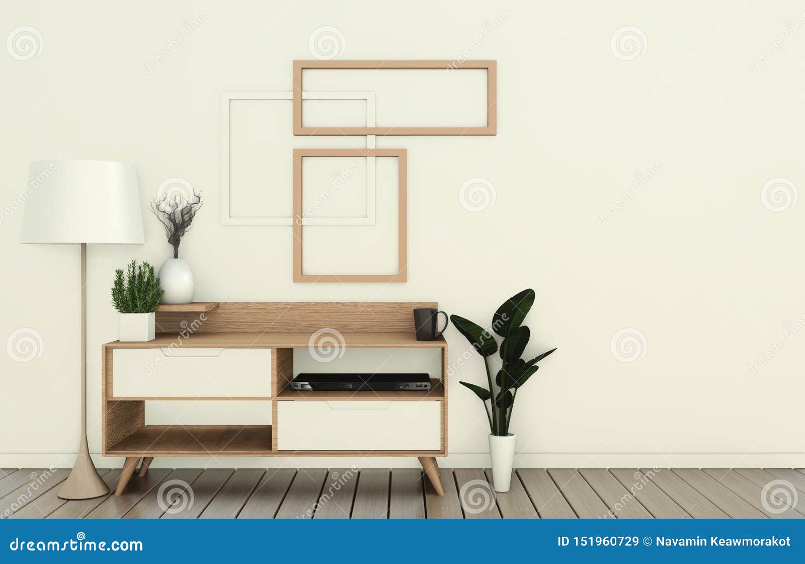 Mock Up Tv Cabinet In Modern Empty Room Japanese Zen Style