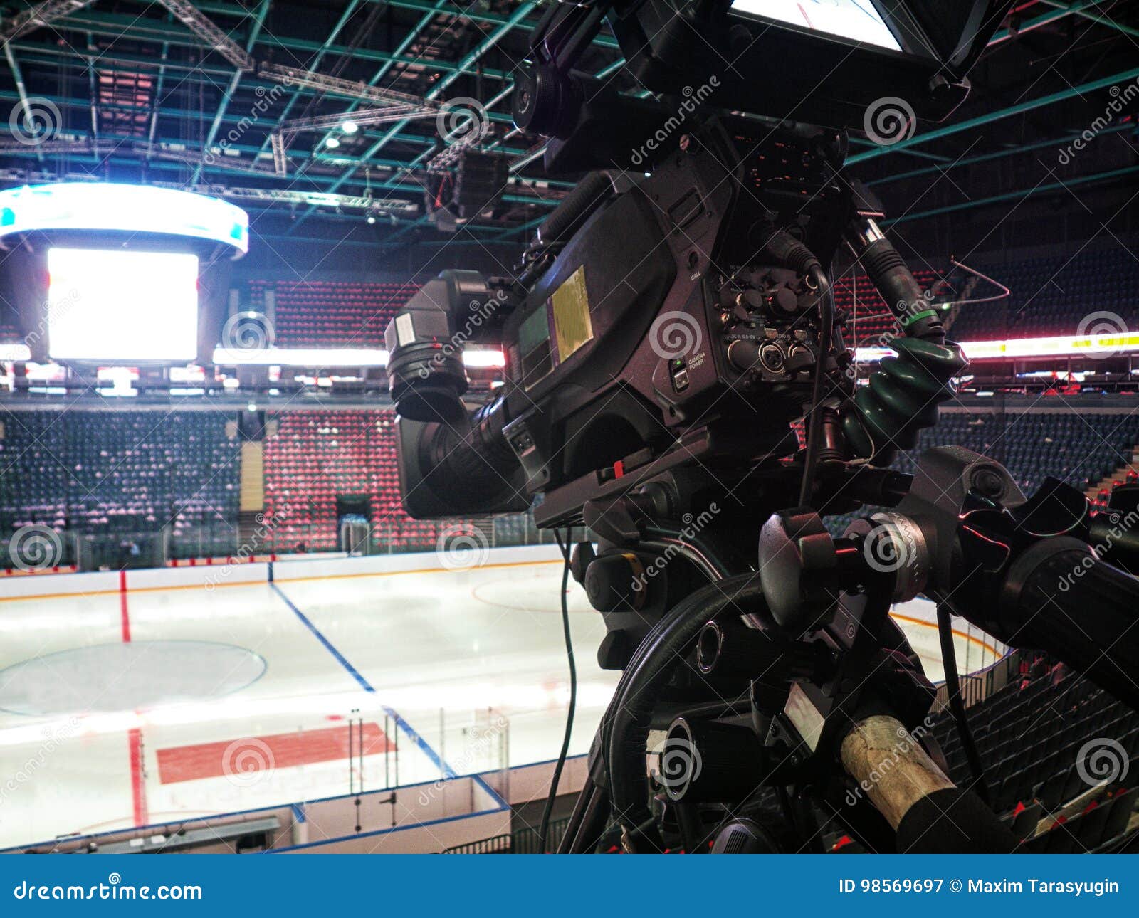 TV Camera for Broadcast Hockey Stock Image Image of male, camcorder