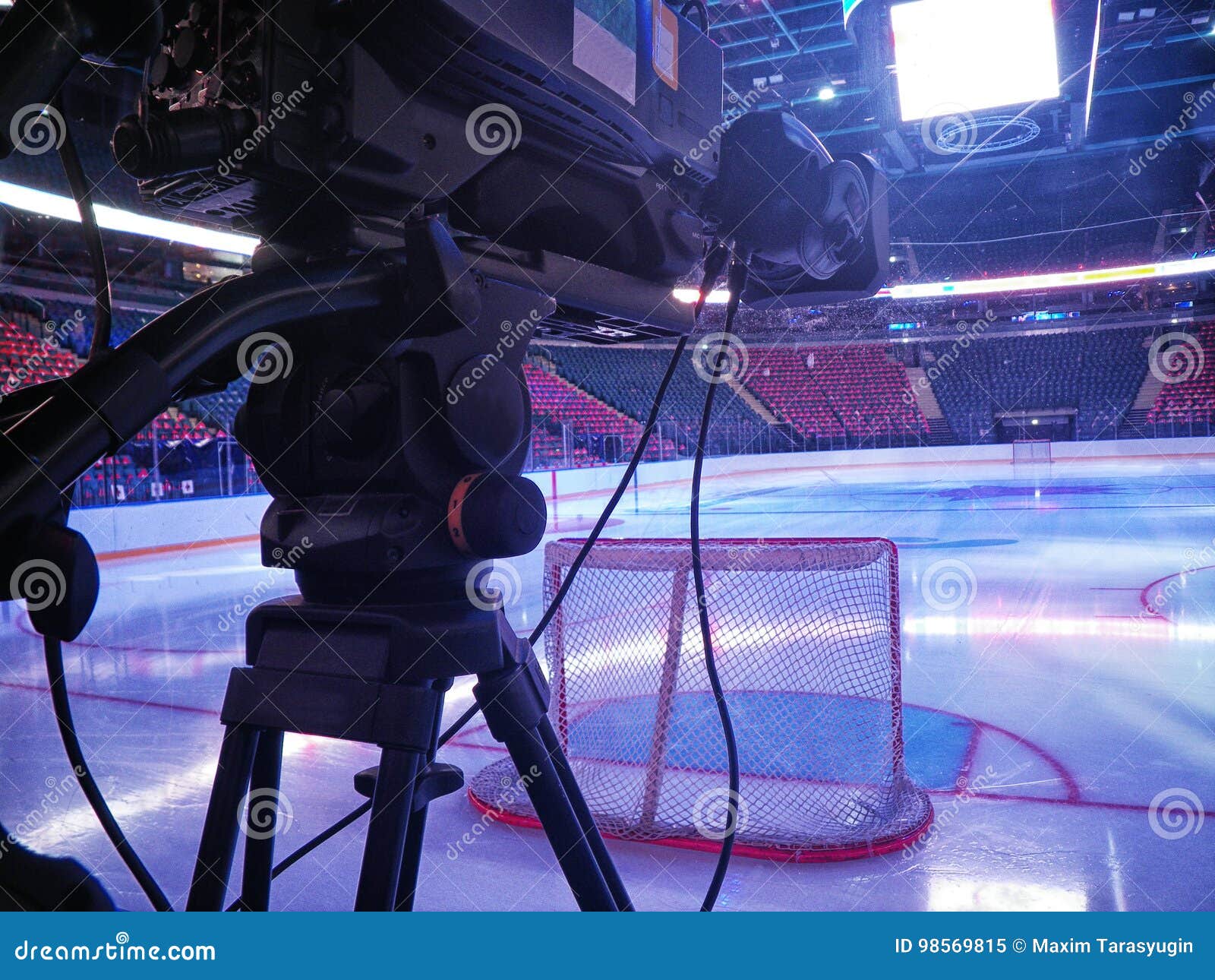 TV Camera for Broadcast Hockey Stock Image Image of goalkeeper, game 98569815