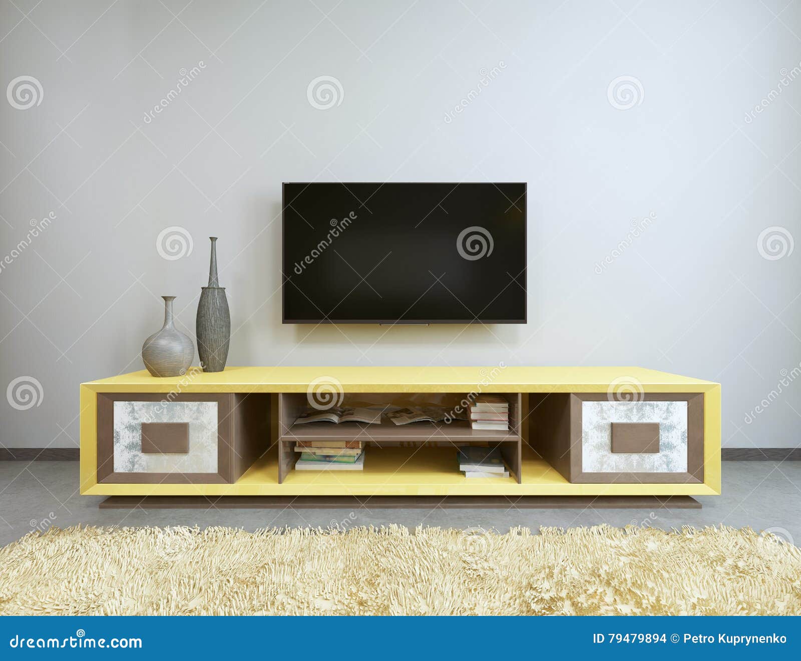 TV-eenheid In Woonkamer Met Gele TV Op De Muur Stock Illustratie ... TV-eenheid In Woonkamer Met Gele TV Op De Muur Stock Illustratie ...