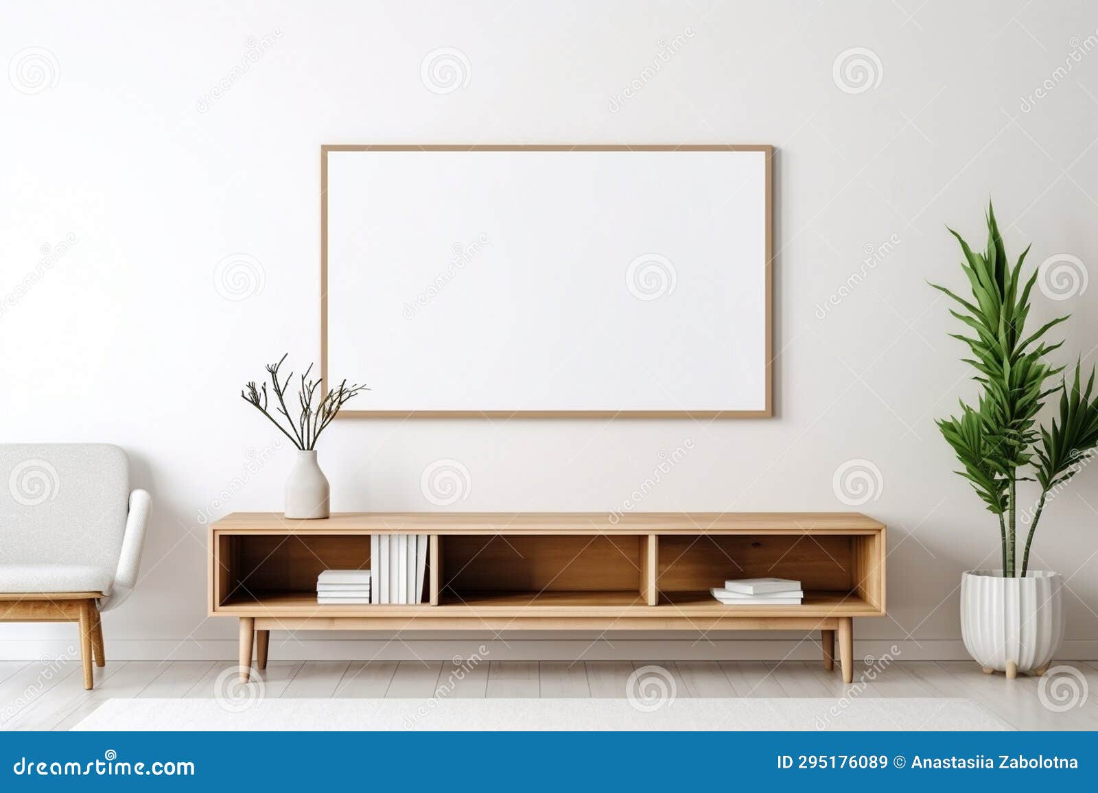 Tv Frame on Wall with Art Gallery Stock Illustration Illustration of