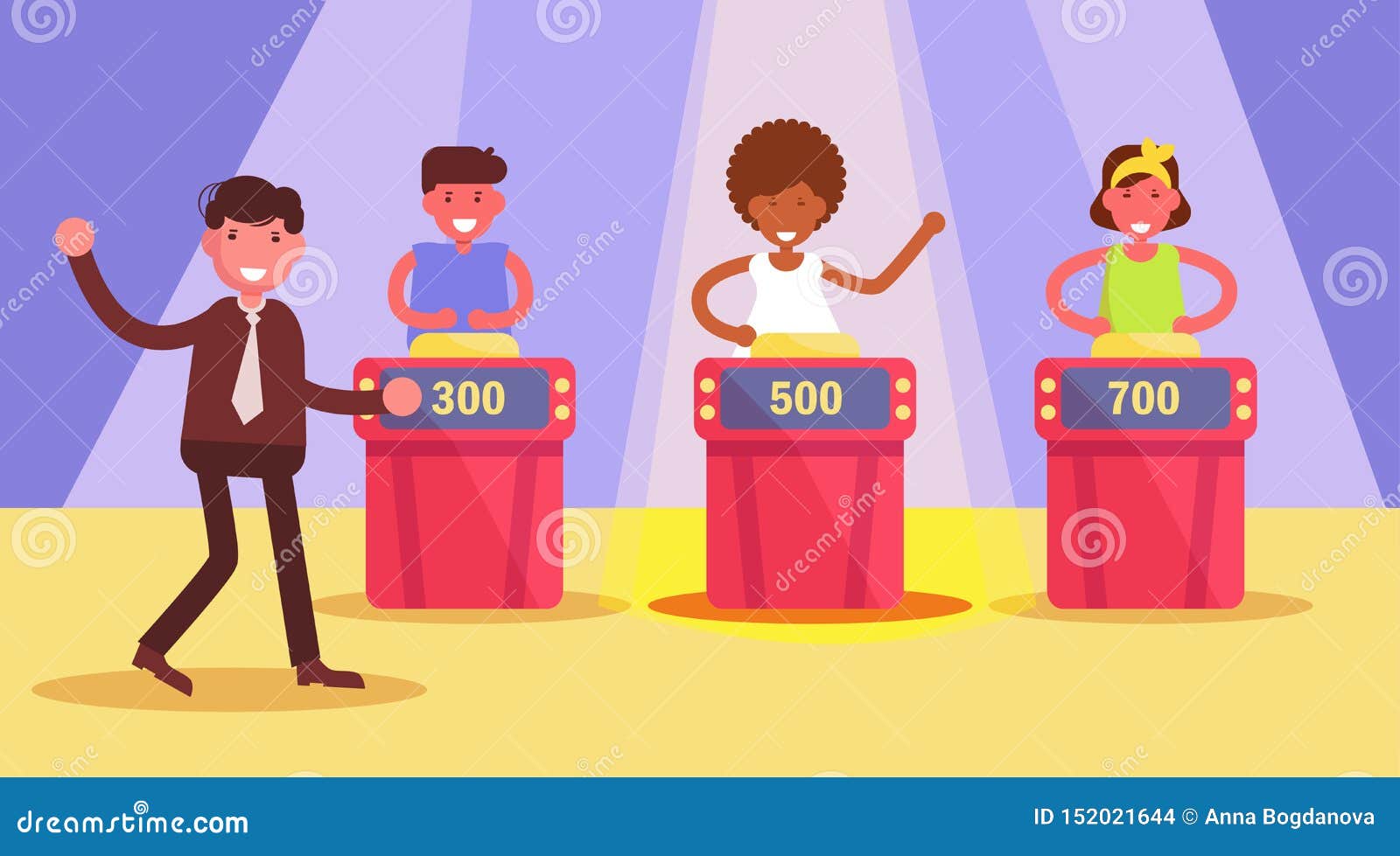 Tv Game Show Vector. Cartoon. Isolated Art on White Background. Flat Stock  Vector - Illustration of isolated, people: 152021644