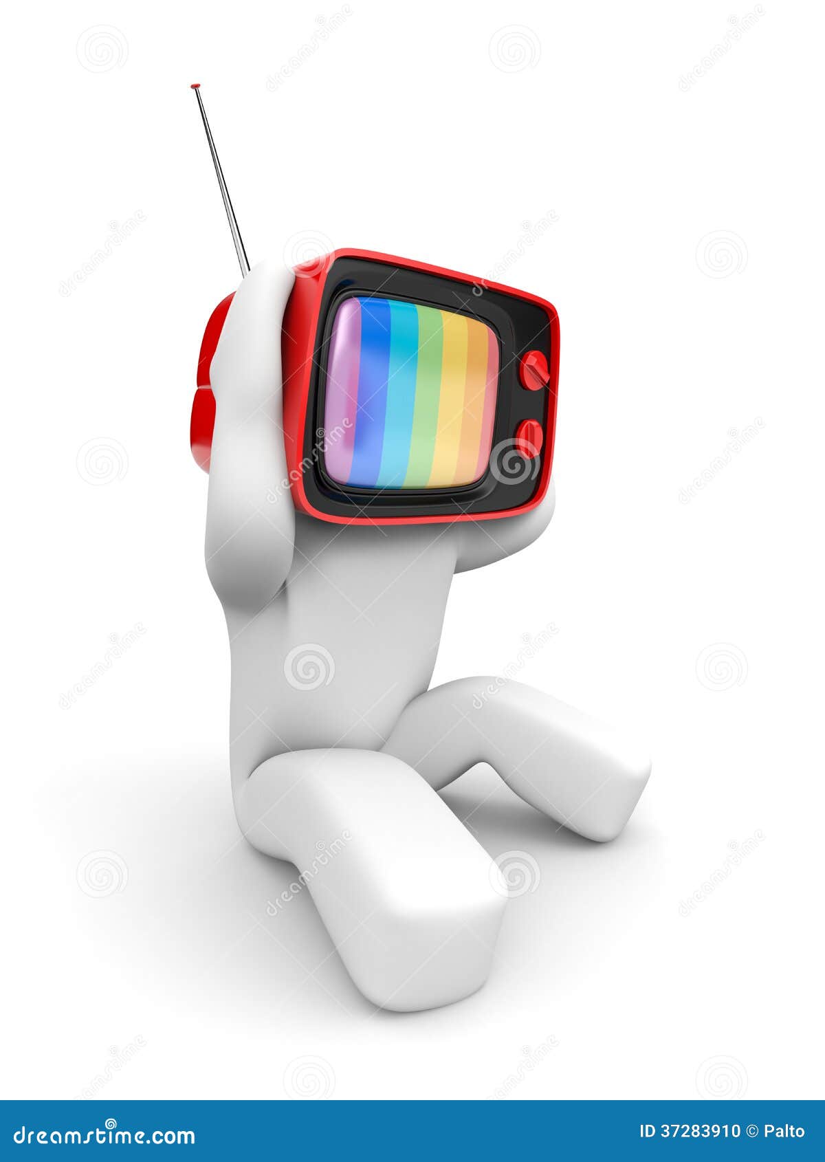 TV head with headaches stock illustration. Illustration of rainbow