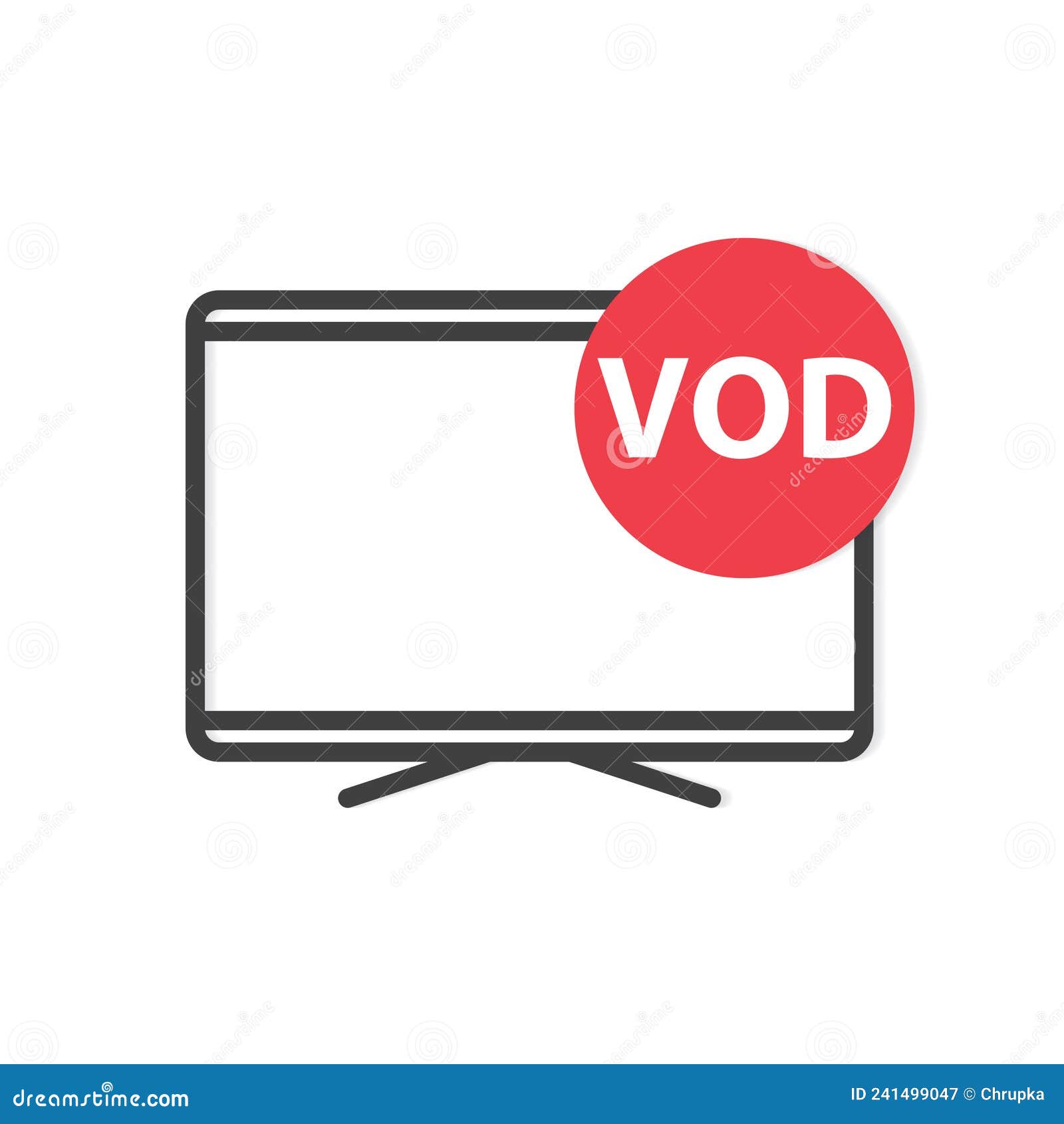 Tv Icon and VOD Video on Demand Acronym Stock Vector Illustration of