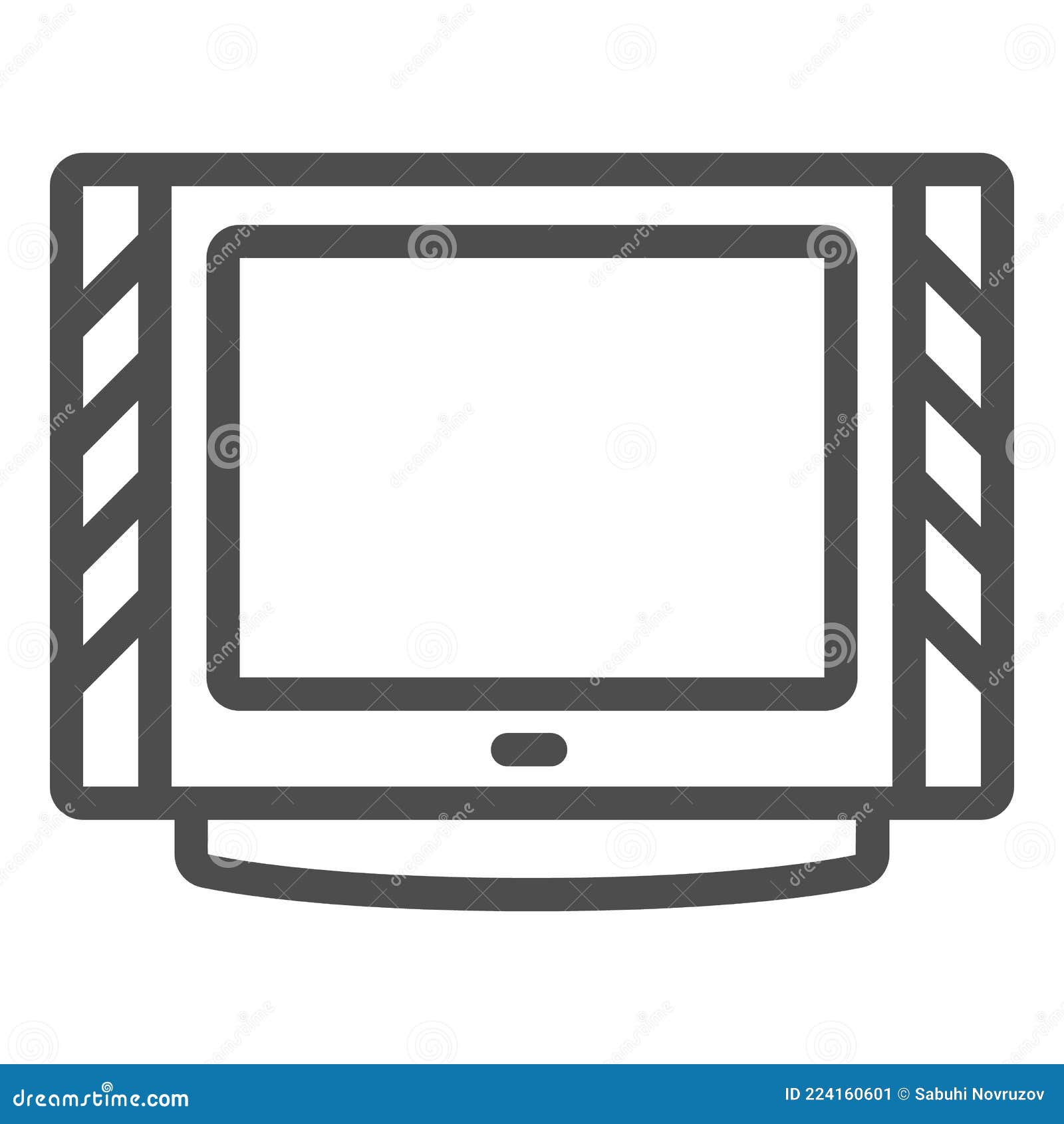 tv with kinescope crt line icon, monitors and tv concept, cathode ray tube  sign on white background, outline