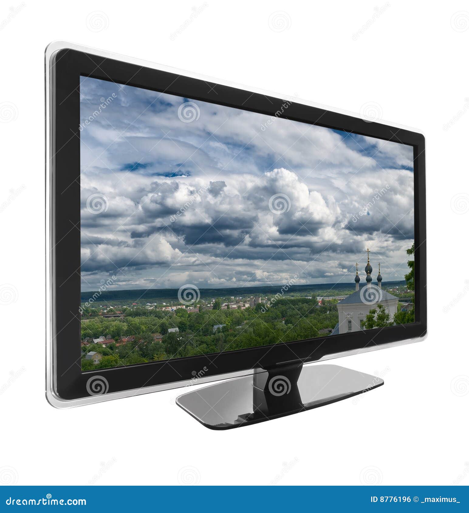 Tv with landscape stock photo. Image of black, movie, definition 8776196