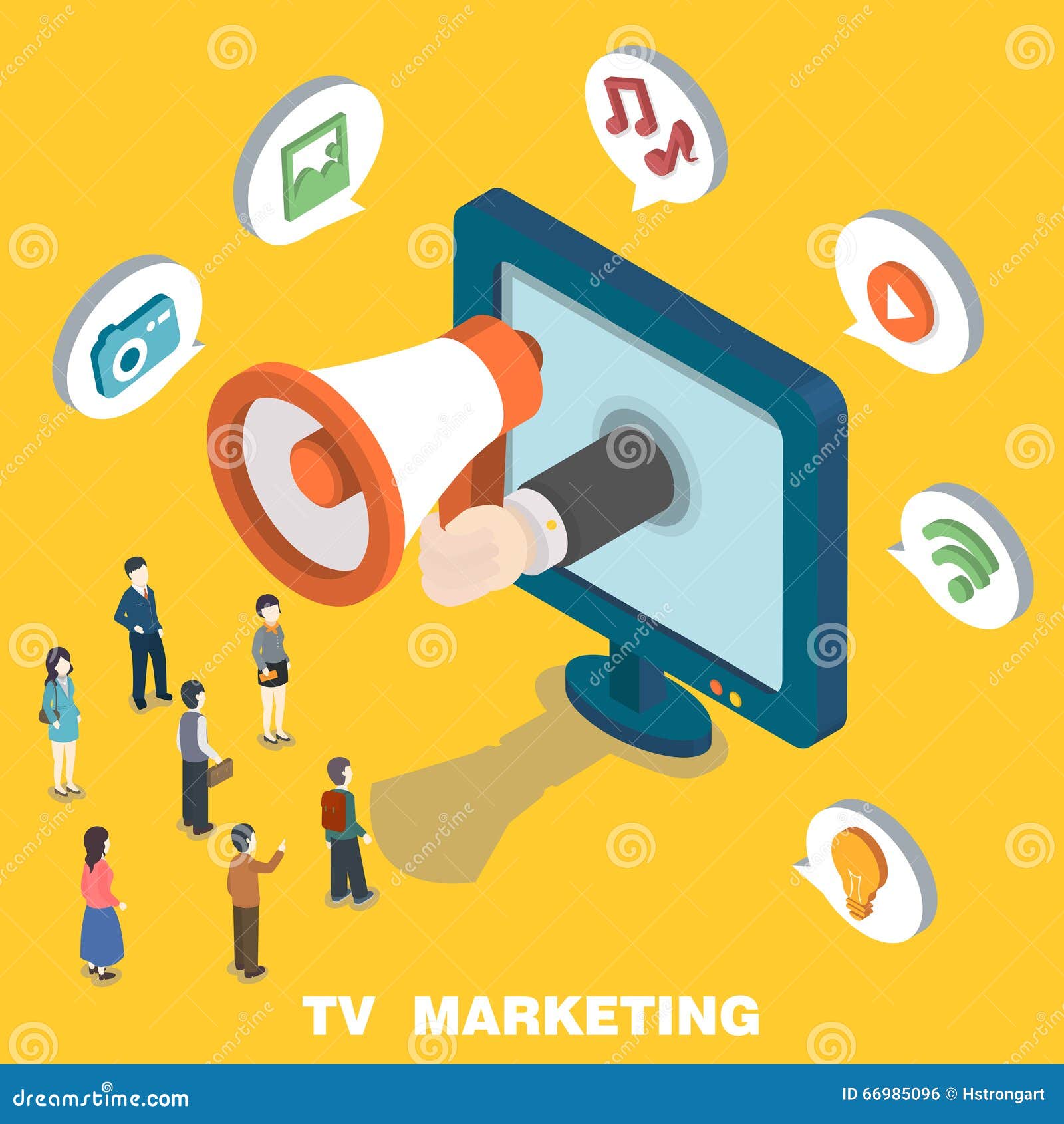TV marketing stock vector. Illustration of loudspeaker 66985096