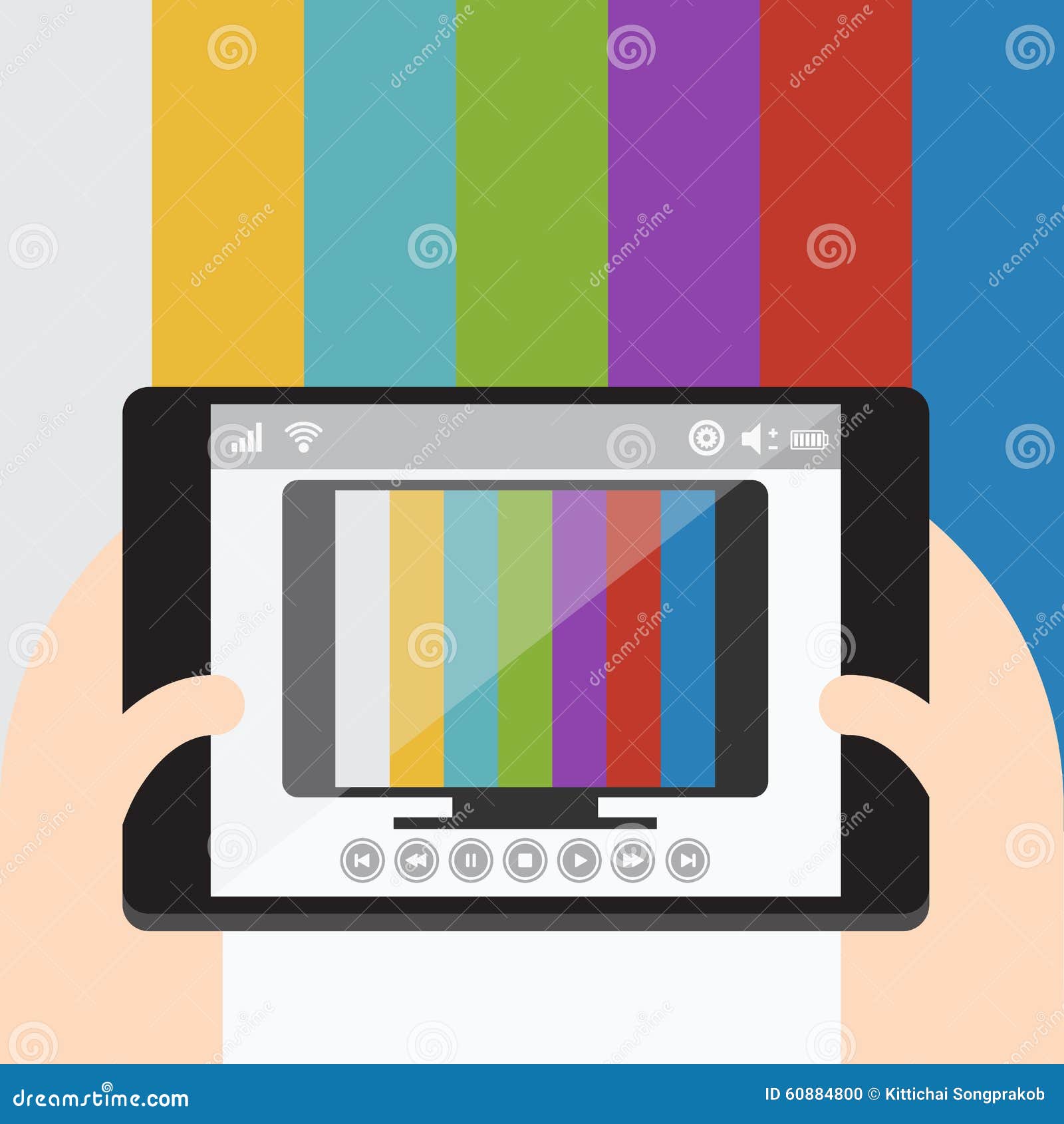 Tv on mobile, internet television. vector flat design stock vector ... Mobile tv design
