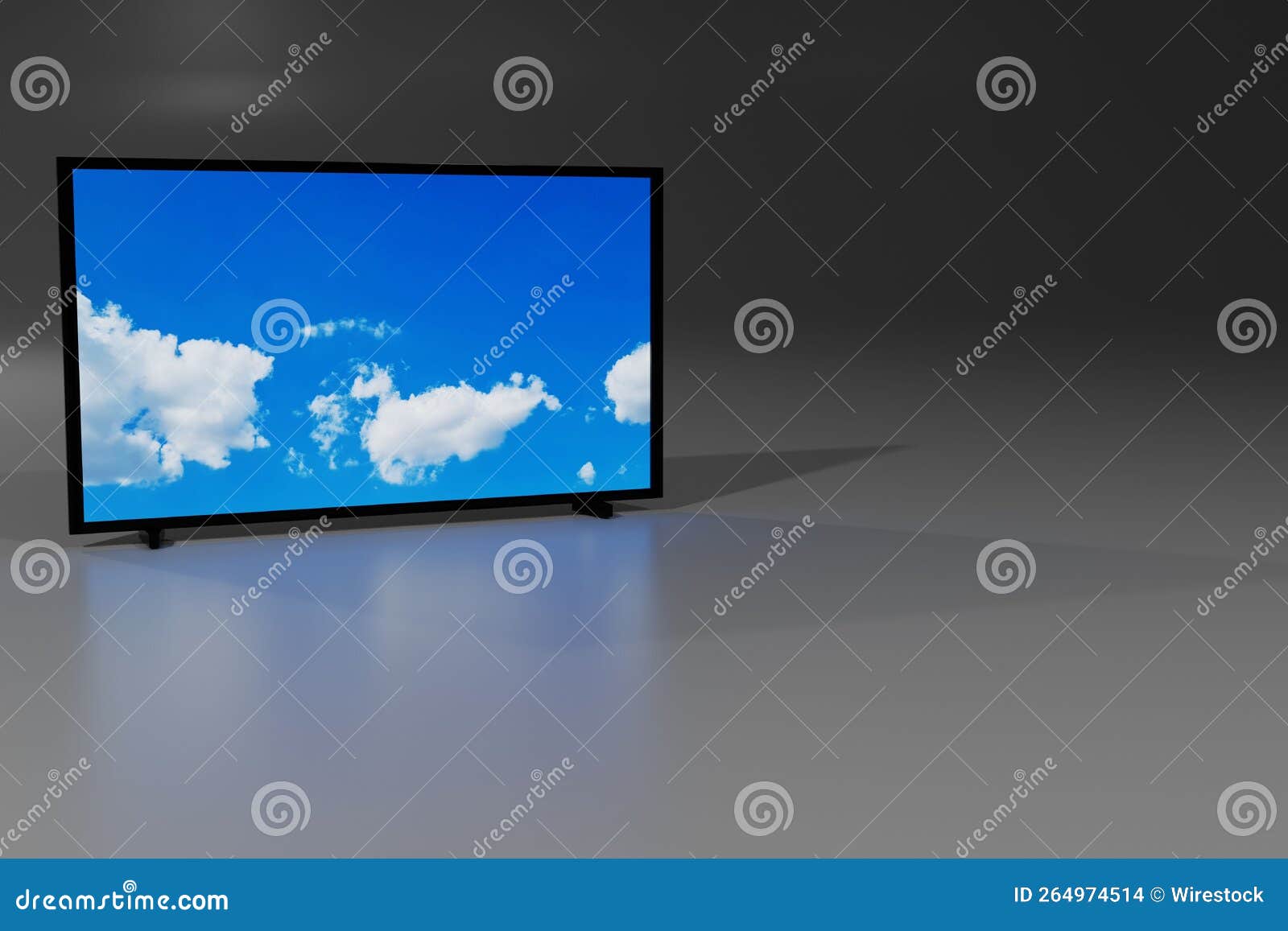 TV Monitor with the Cloudy Sky Stock Photo Image of electronic