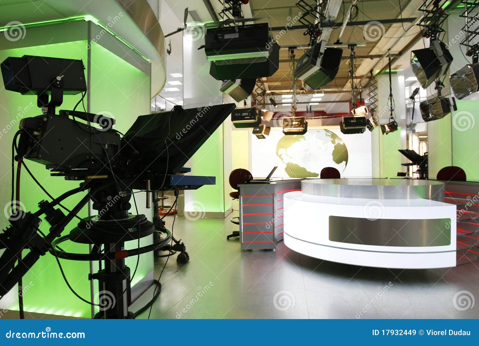 TV news studio setup stock image. Image of light, broadcast - 17932449
