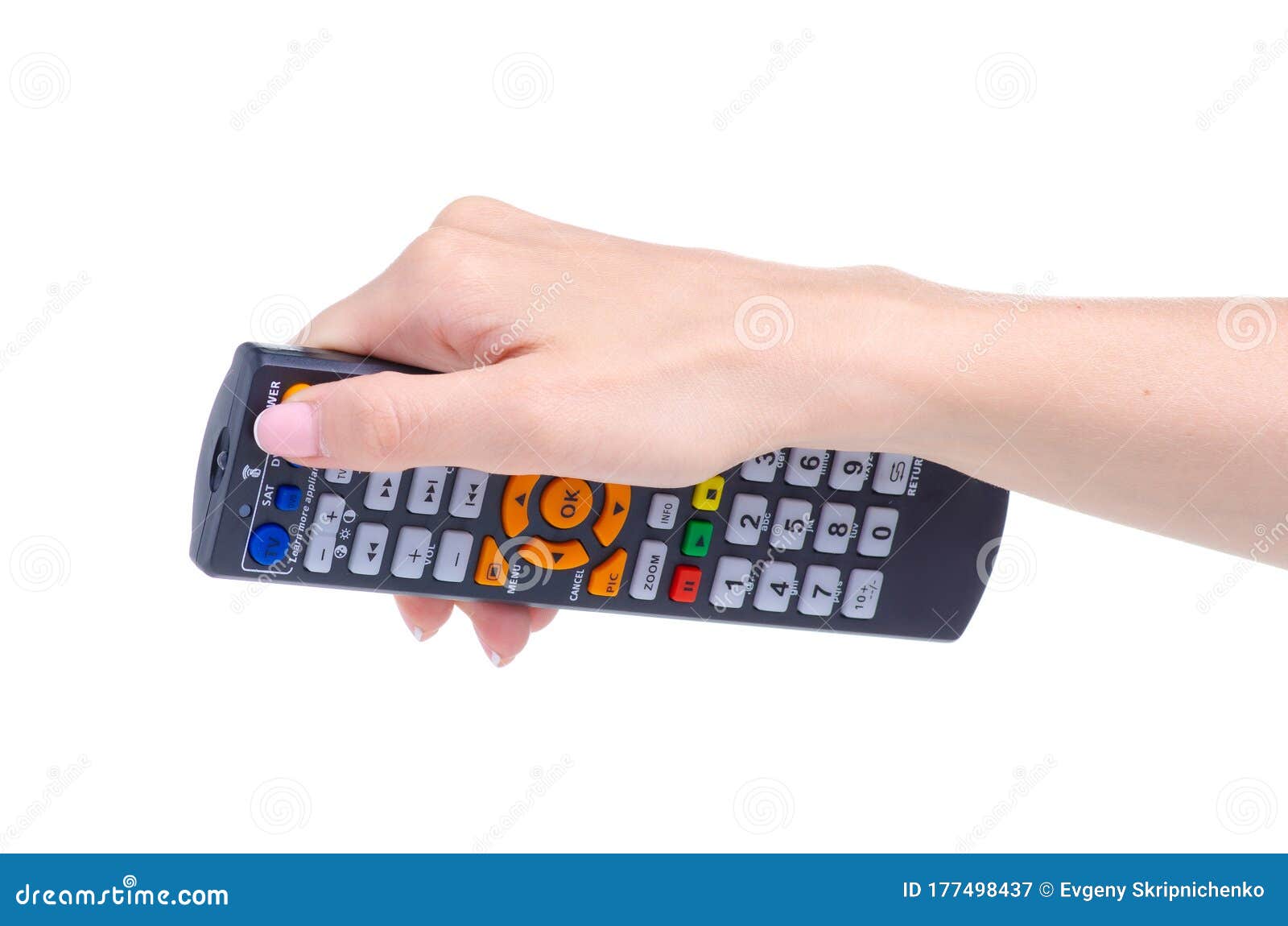 TV remote control in hand stock image. Image of holding 177498437