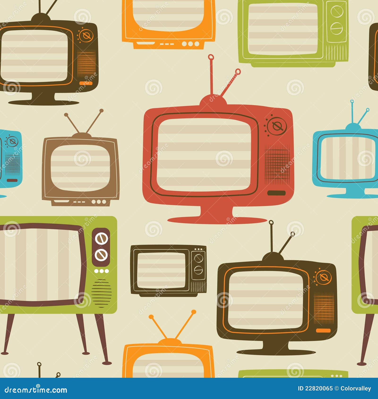 Tv Retro Seamless Pattern. Vector Illustration. Stock Vector Image 22820065
