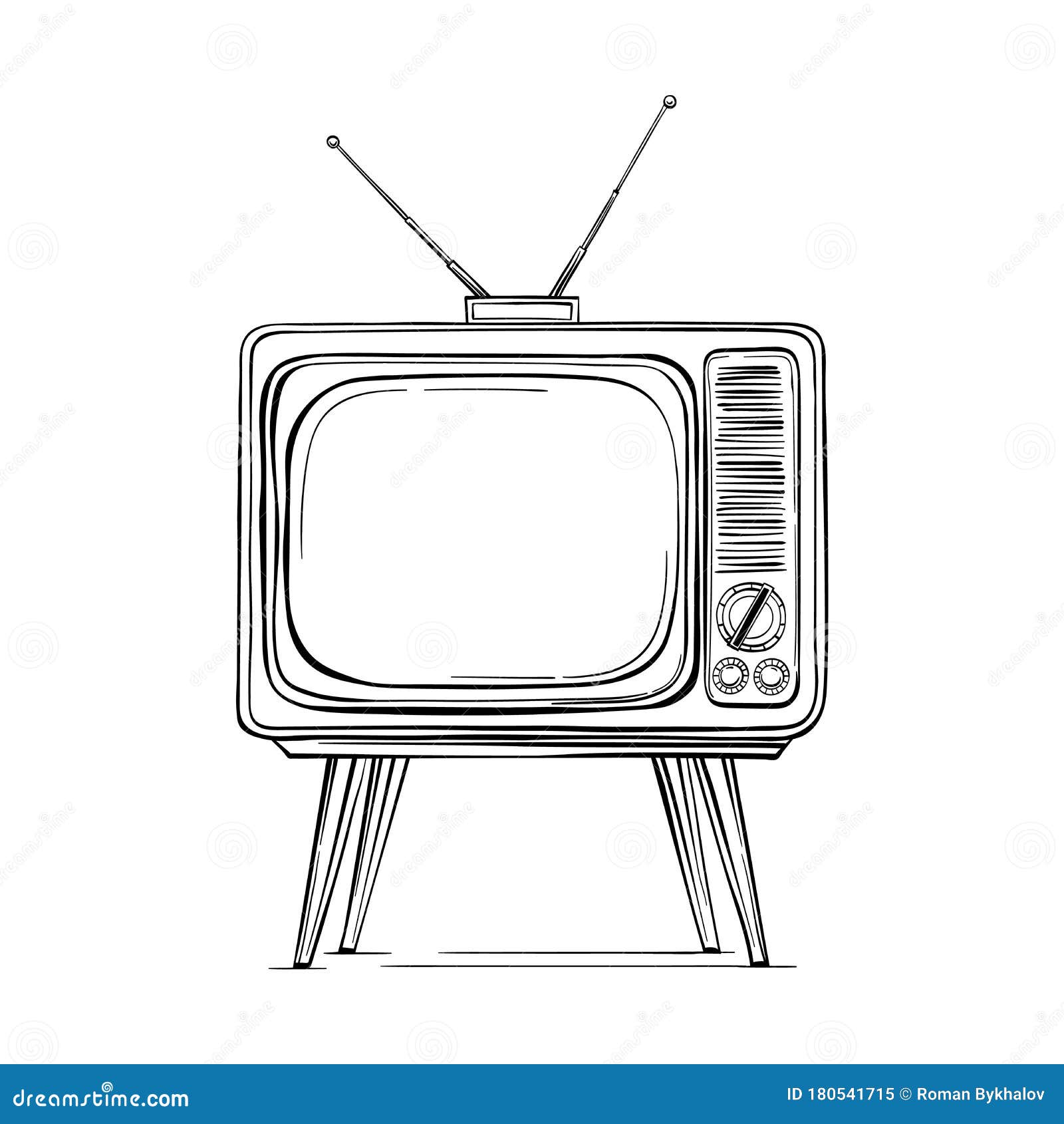 TV retro sketch vintage stock vector. Illustration of display 180541715