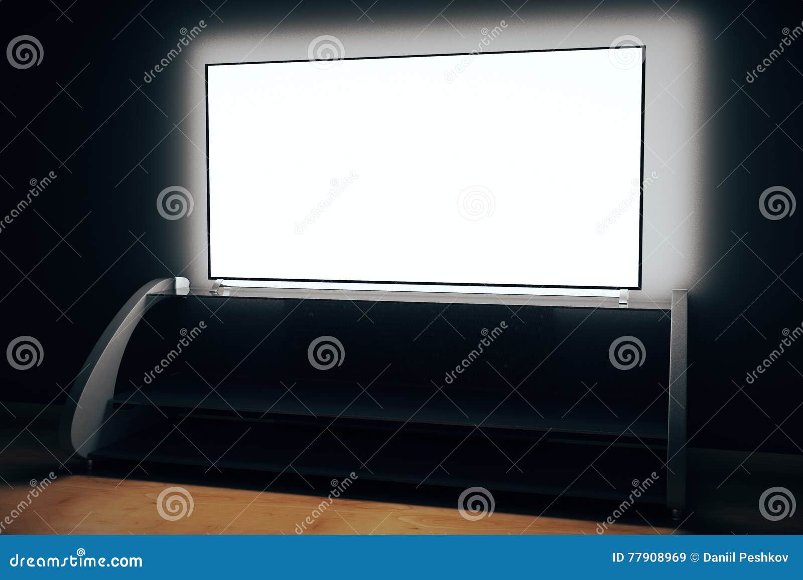 TV Screen in Dark Room Side Stock Illustration Illustration of