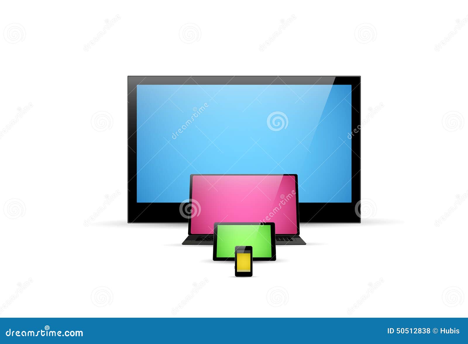 TV Screen, Notebook, Tablet, Smartphone Illustration Stock Vector