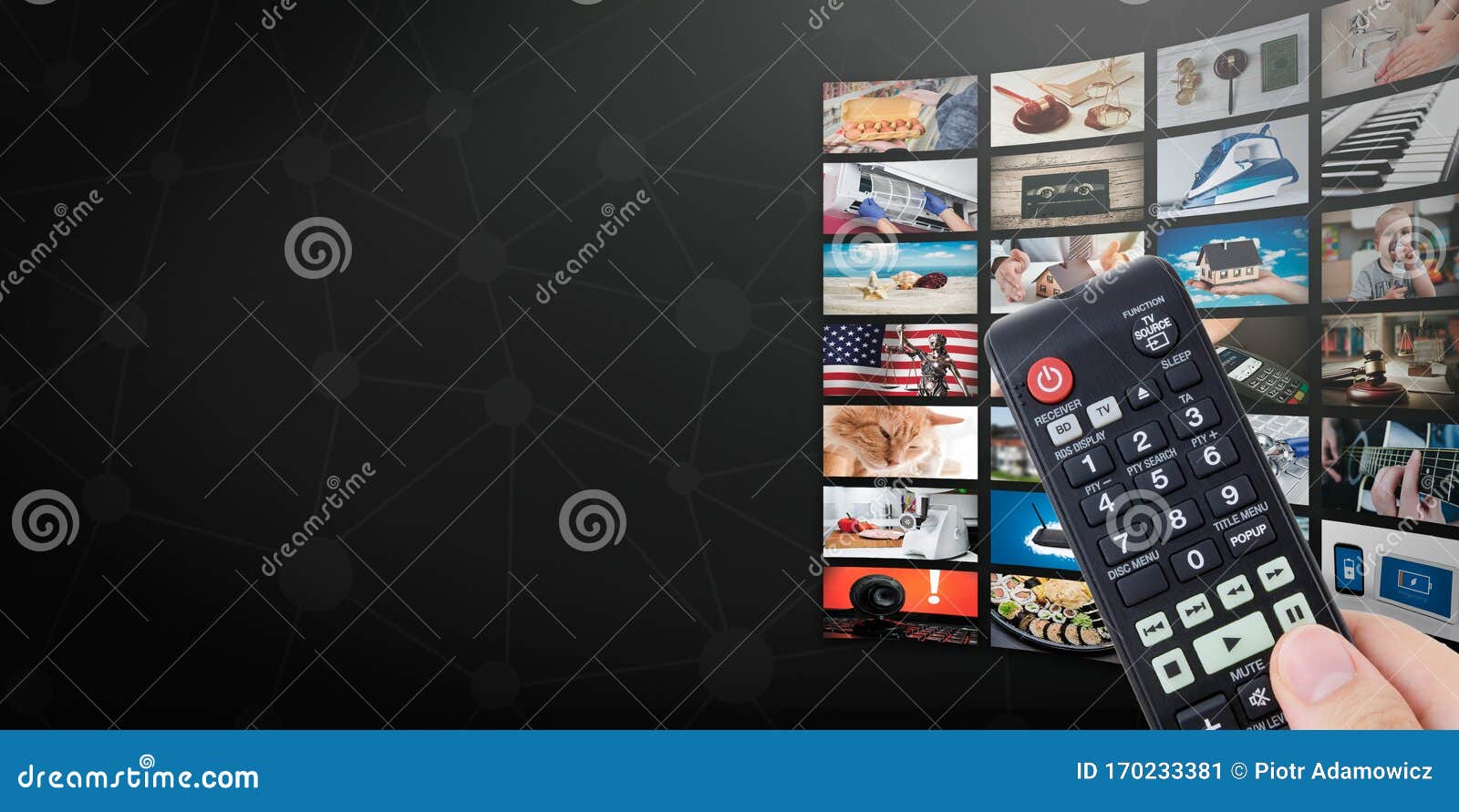 TV Streaming Service, VOD Service Web Background Stock Image