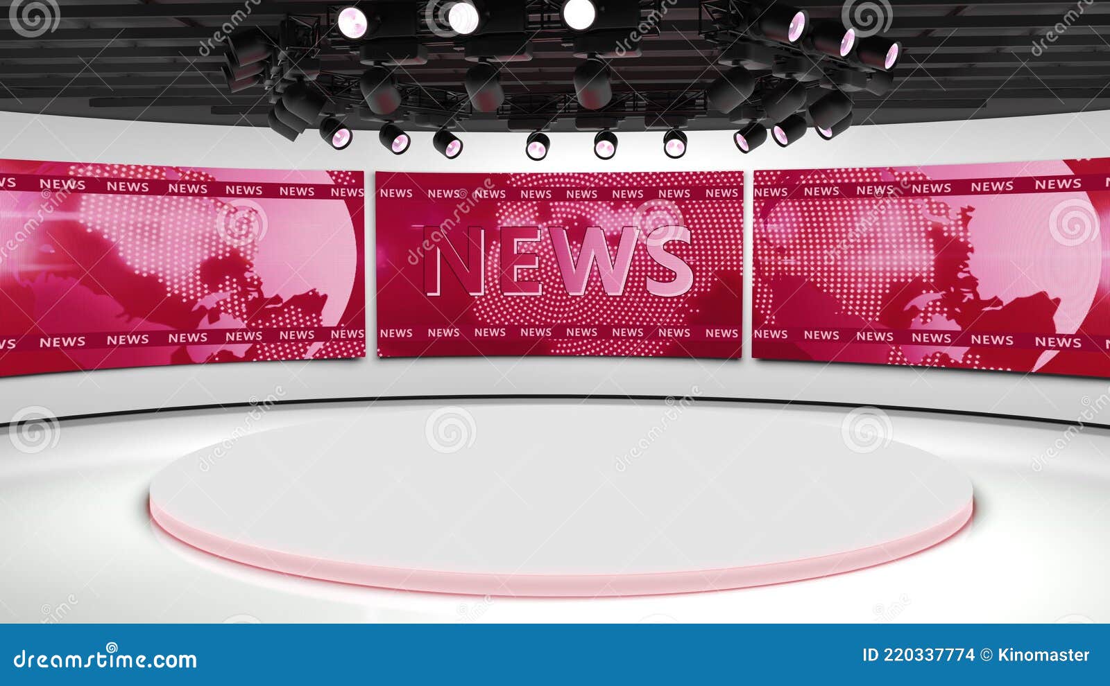 Tv Studio News Room Blye And Red Background General And Close Up Shot News Studio Studio Background Newsroom Stock Illustration Illustration Of Broadcast Concept