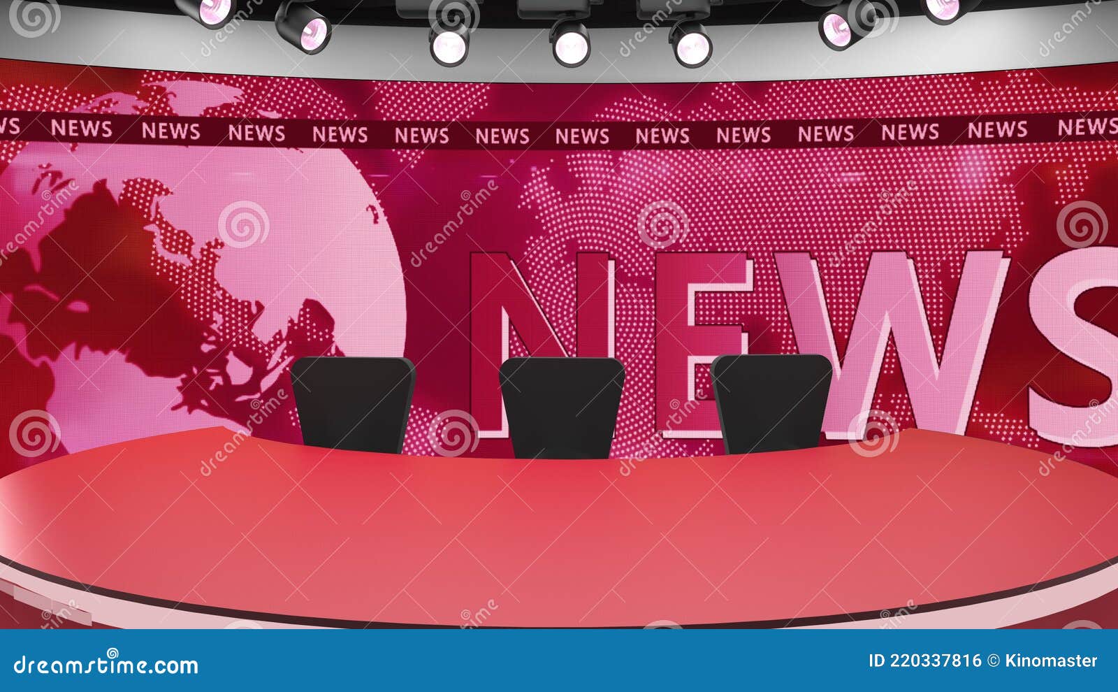 Tv Studio News Room Blye And Red Background General And Close Up Shot News Studio Studio Background Newsroom Stock Illustration Illustration Of Light Backdrop