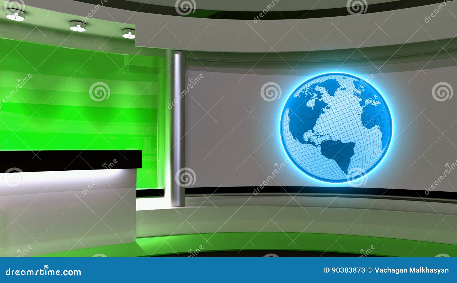 tv studio. news studio. green studio. the perfect backdrop for a