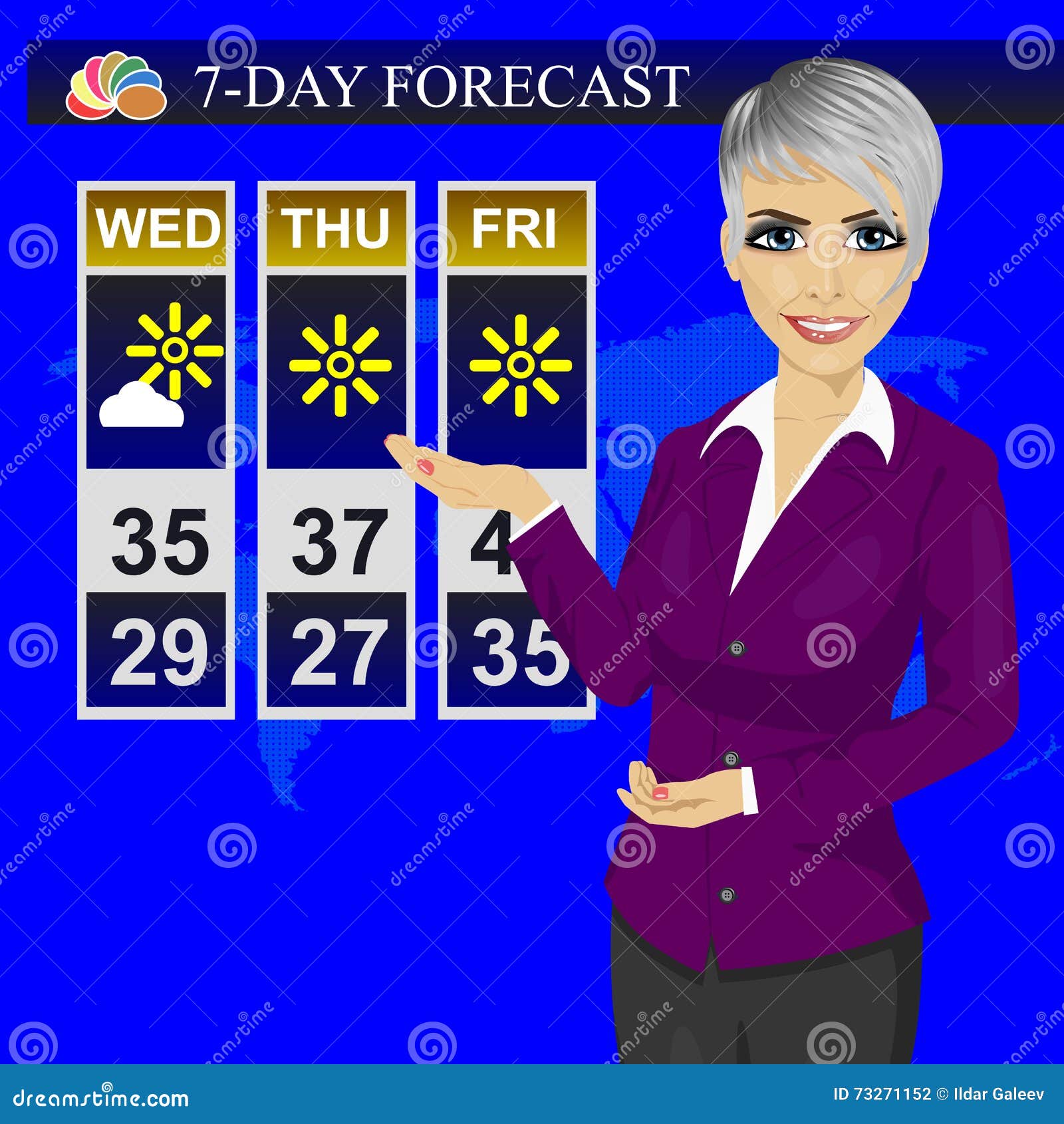 Tv Weather News Reporter Meteorologist Anchorwoman Reporting Monitor Screen Clipart And