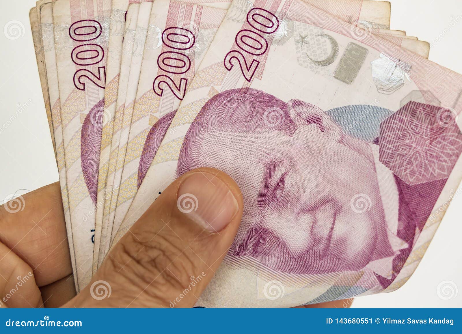 Twee honderd Turkse Lirebankbiljetten in omloop. Sluit twee omhoog honderd Turkse Lirebankbiljetten in omloop