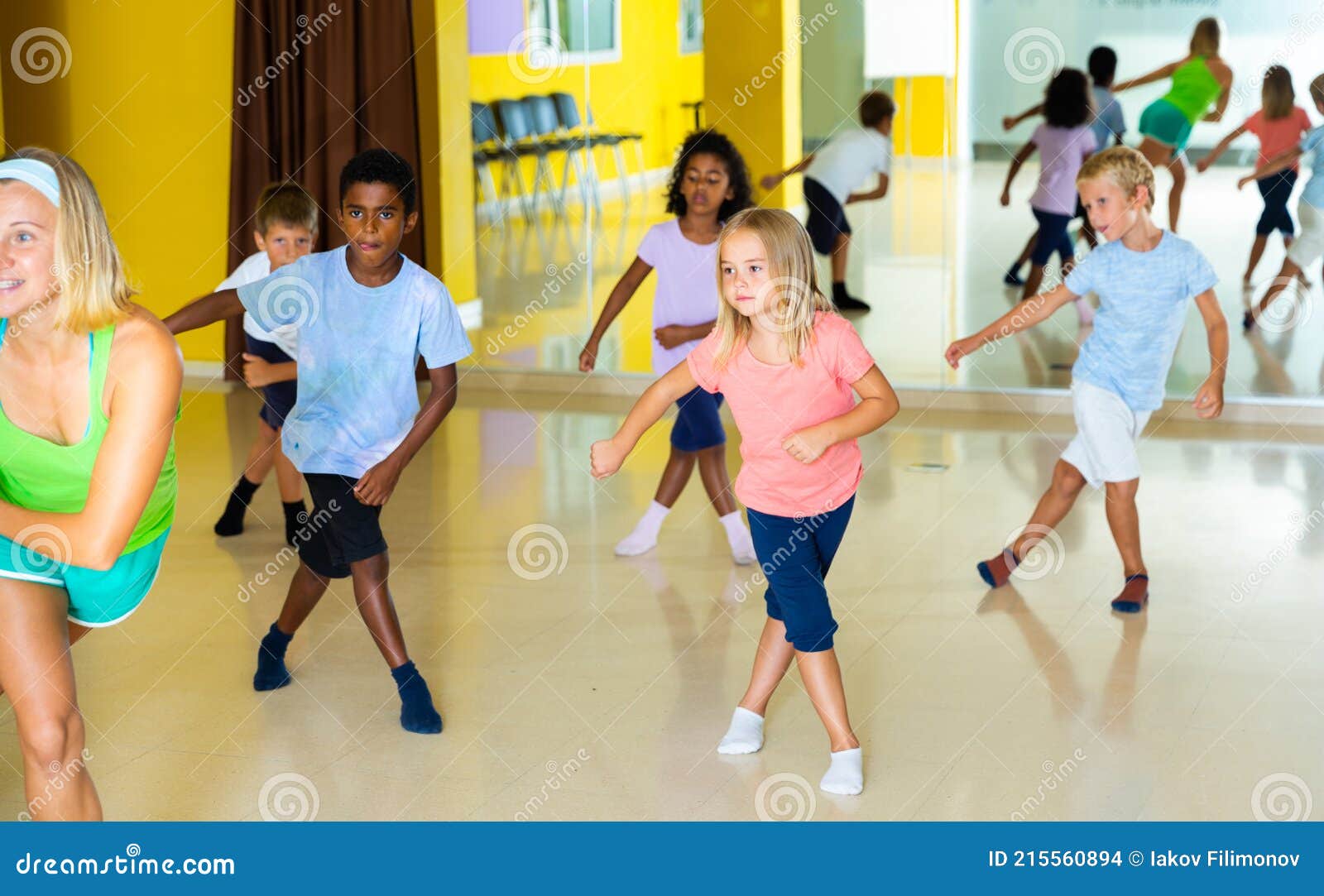 tweens exercising in choreography class