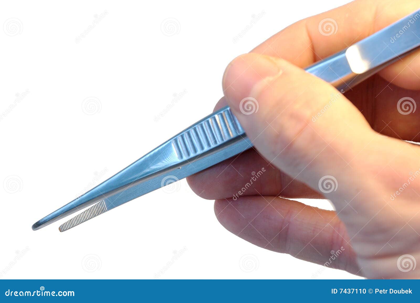 Tweezers in a hand stock photo. Image of chemistry, macro 7437110
