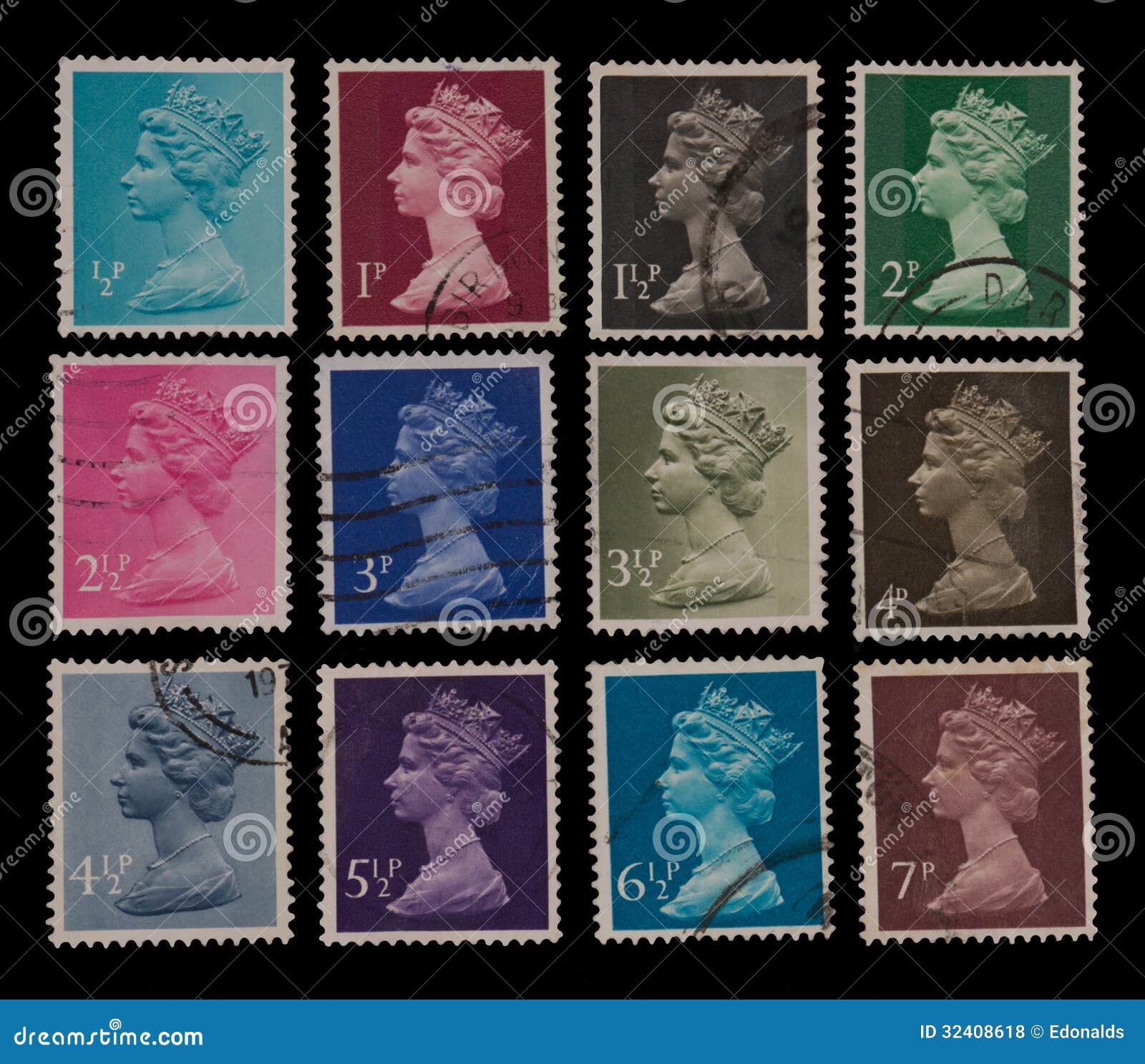 Twelve War Time Stamps editorial stock photo. Image of halfpenny 32408618