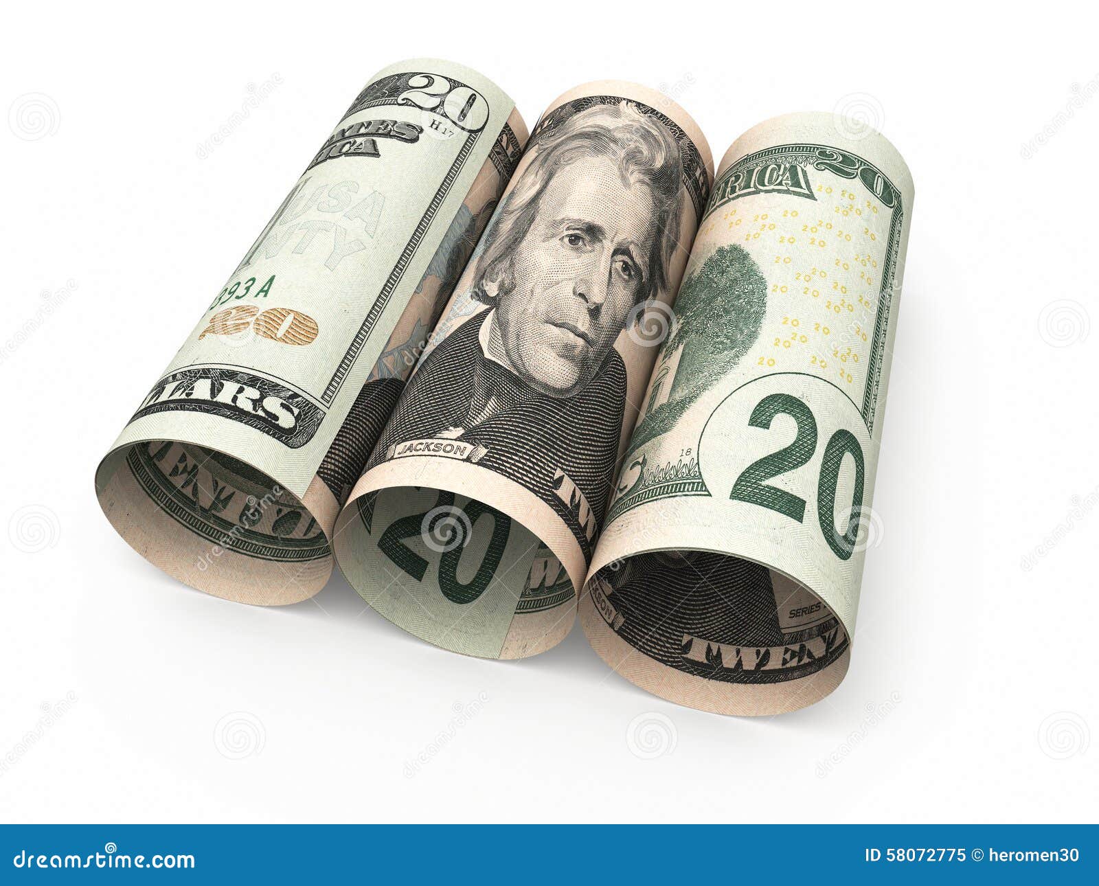 Twenty Dollar Banknotes Roll Stock Illustration Illustration of