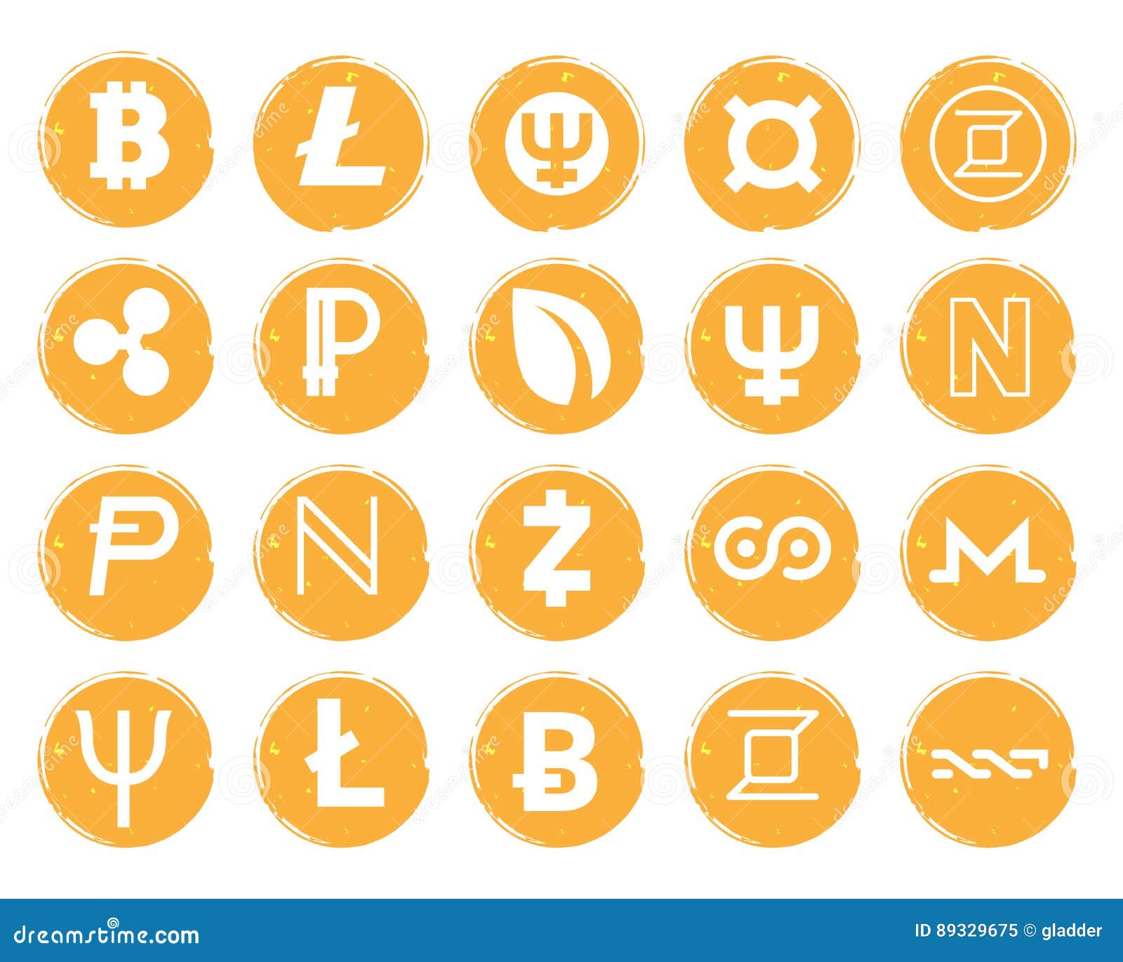 Twenty Golden Icons With White Images Of Various Symbols ...