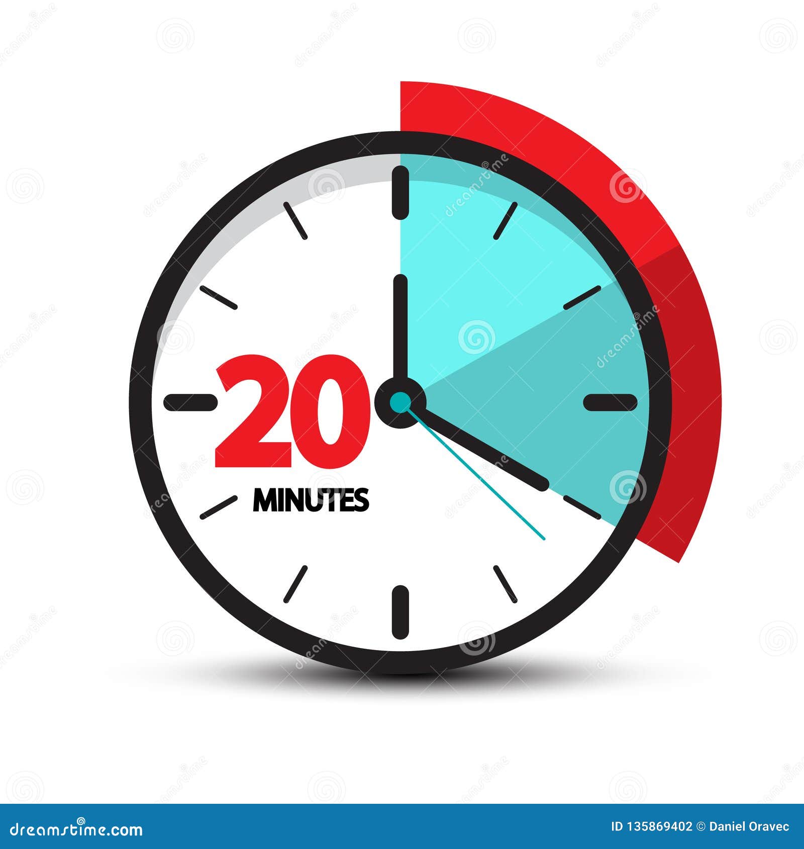 twenty minutes clock face icon.