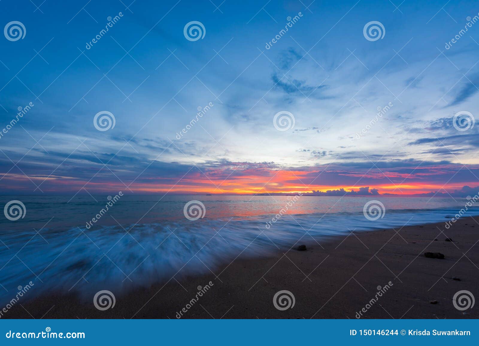 twilight sky with motion of wave