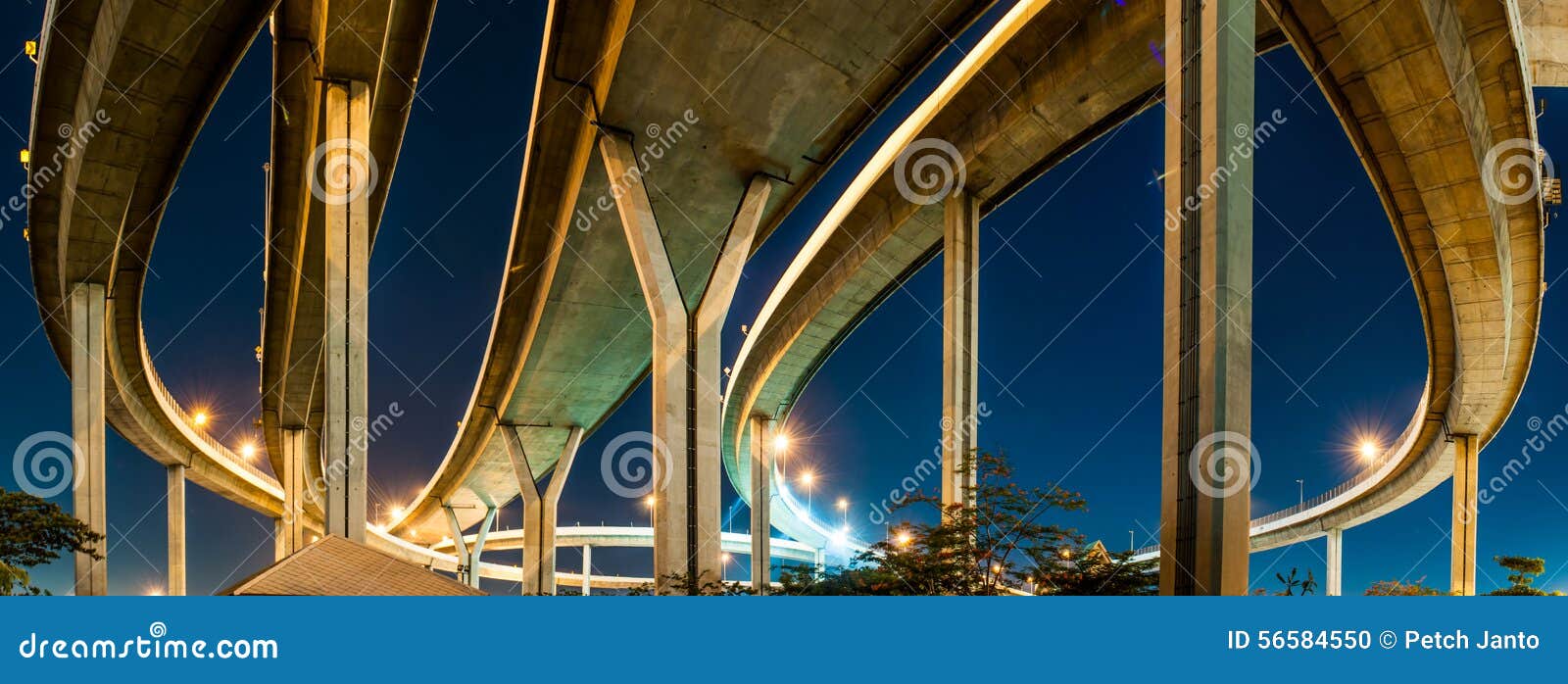 twilight under view panorama bhumibol bridge