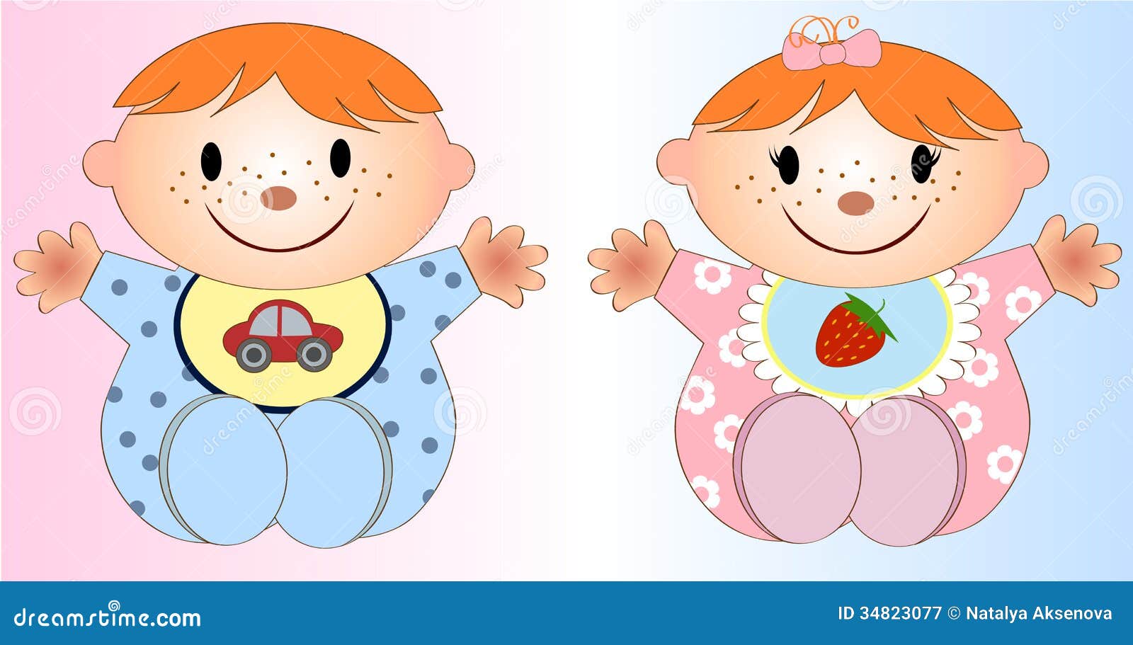Twin Baby Boy And Girl Vector Illustration Two Stock Vector Illustration Of Cute Painting