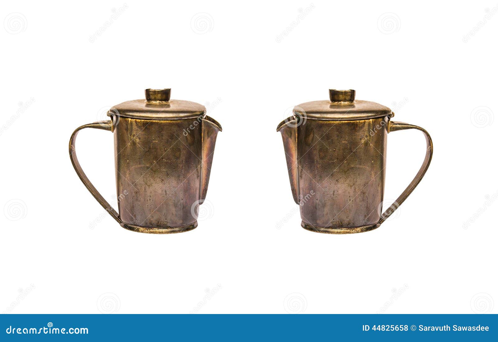 Twin Old Brass kettle stock photo. Image of antique, white 44825658