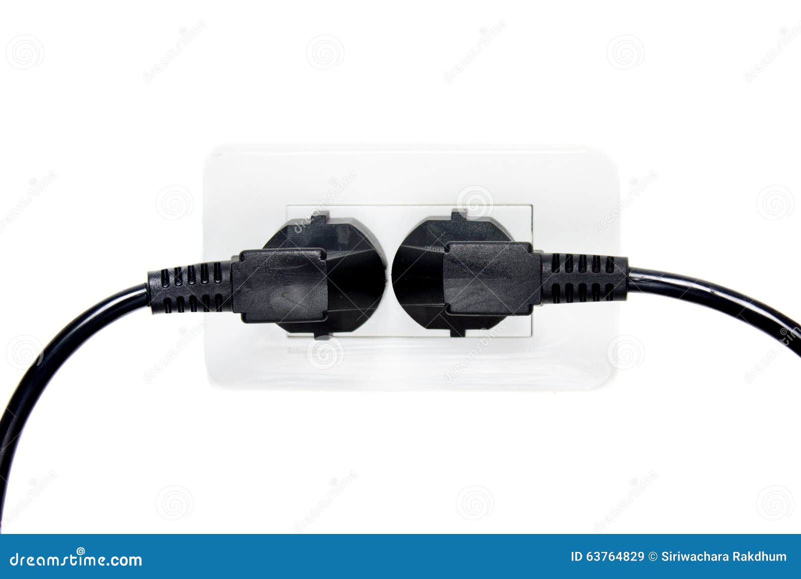 Twin Plugs in White Electric Bord Stock Image Image of connect