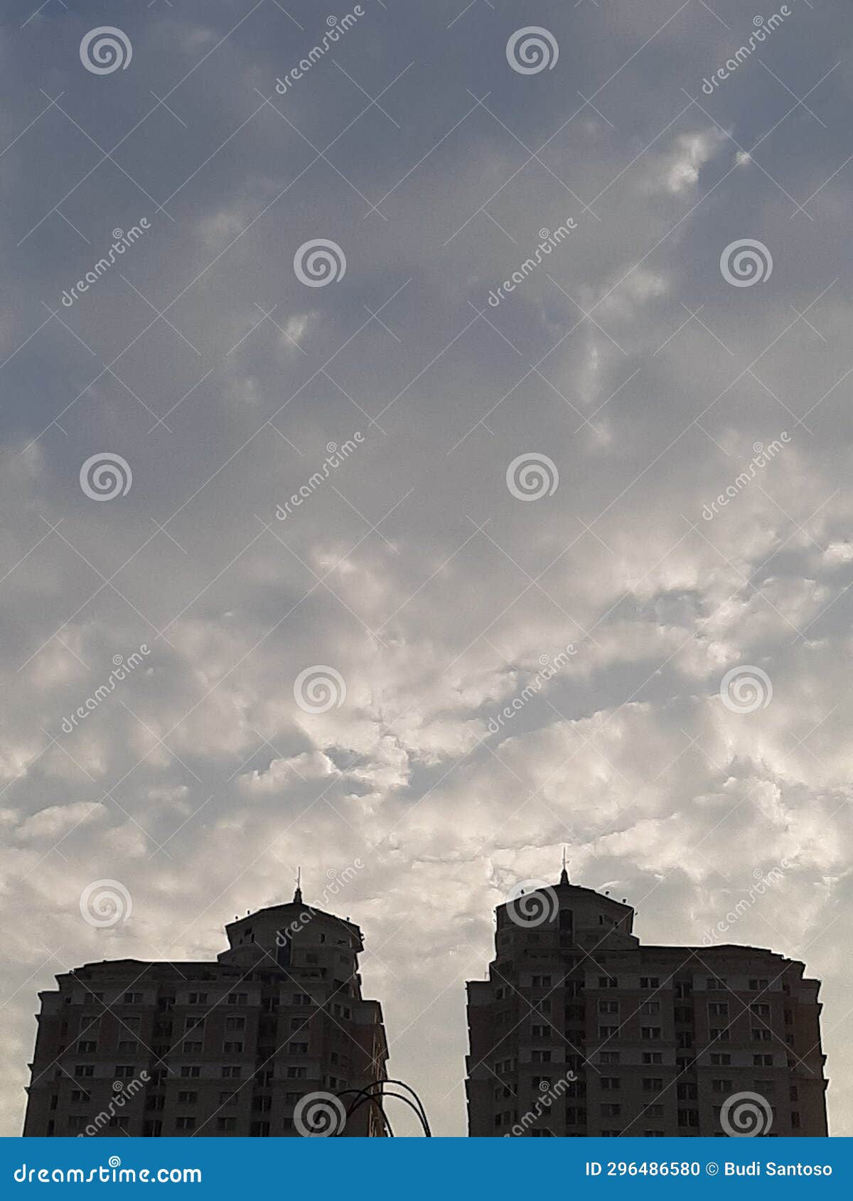 twin tower apartment buildings cloudy sky in west jakarta indonesia