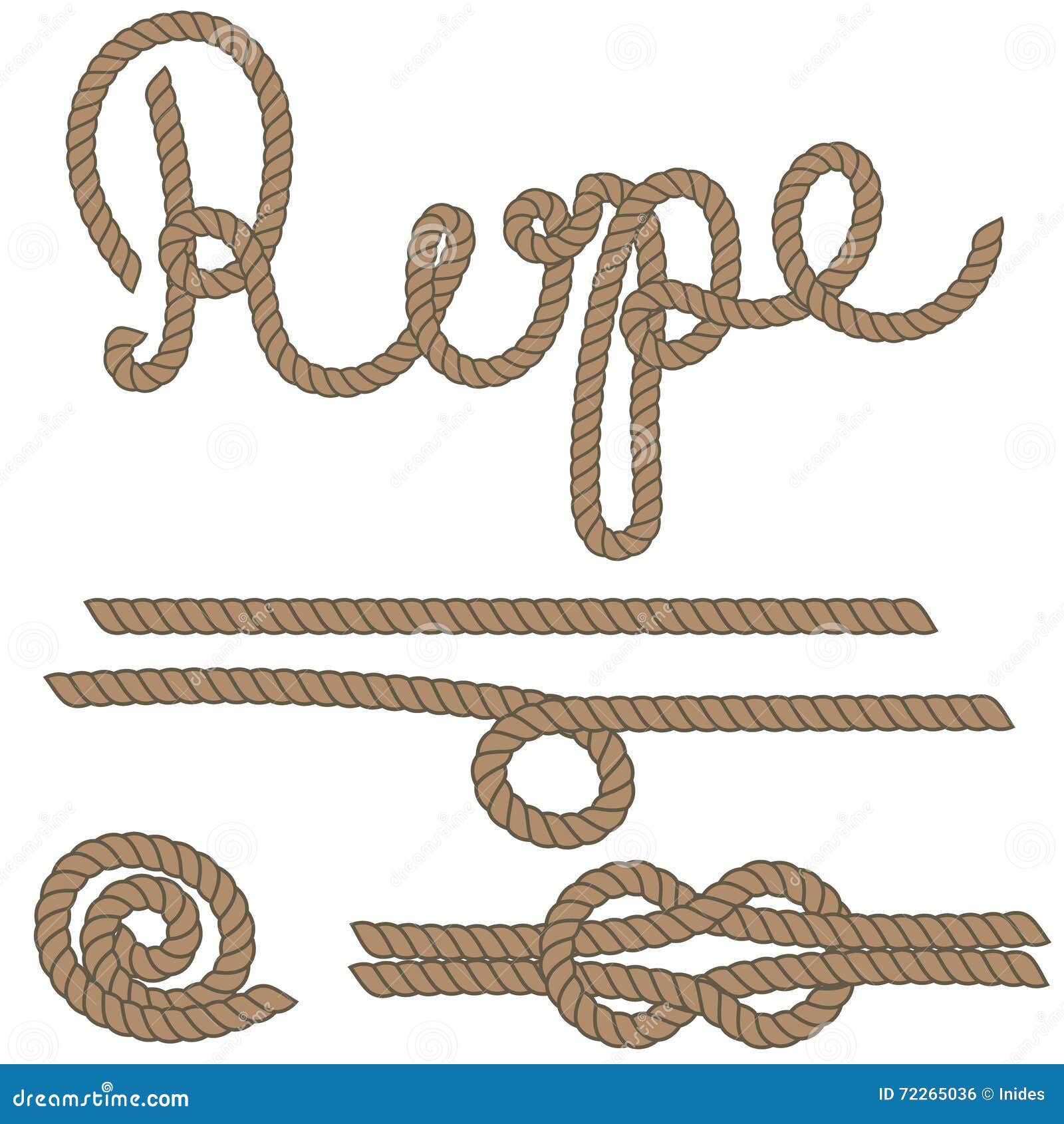 Twine Rope Knot Brush. Brown Pattern String. Stock Vector