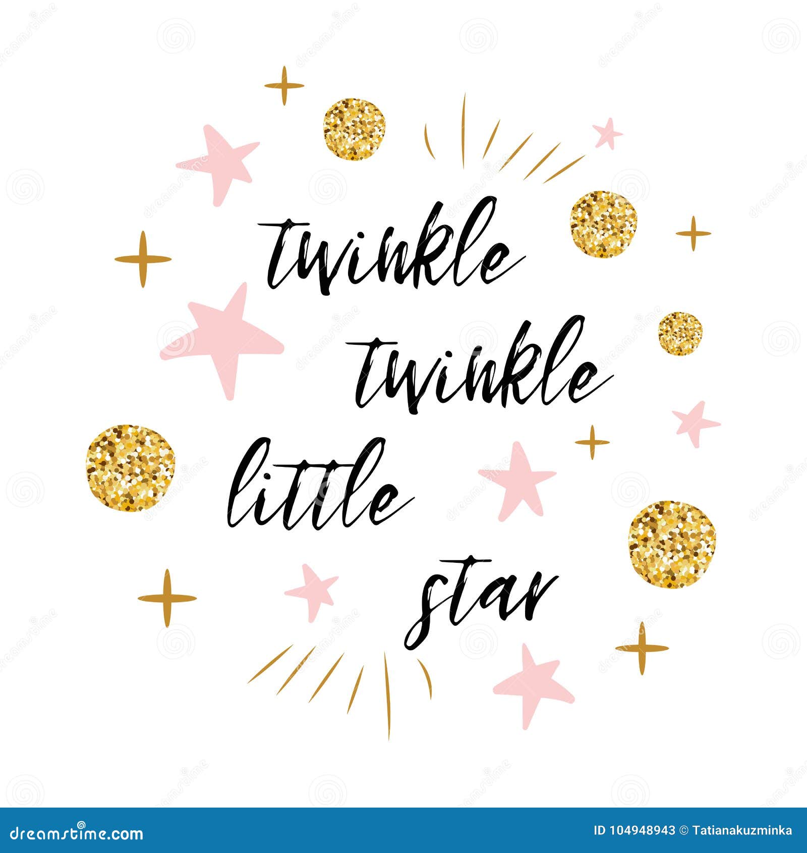 twinkle twinkle little star text with gold polka dot and pink star for girl baby shower card template